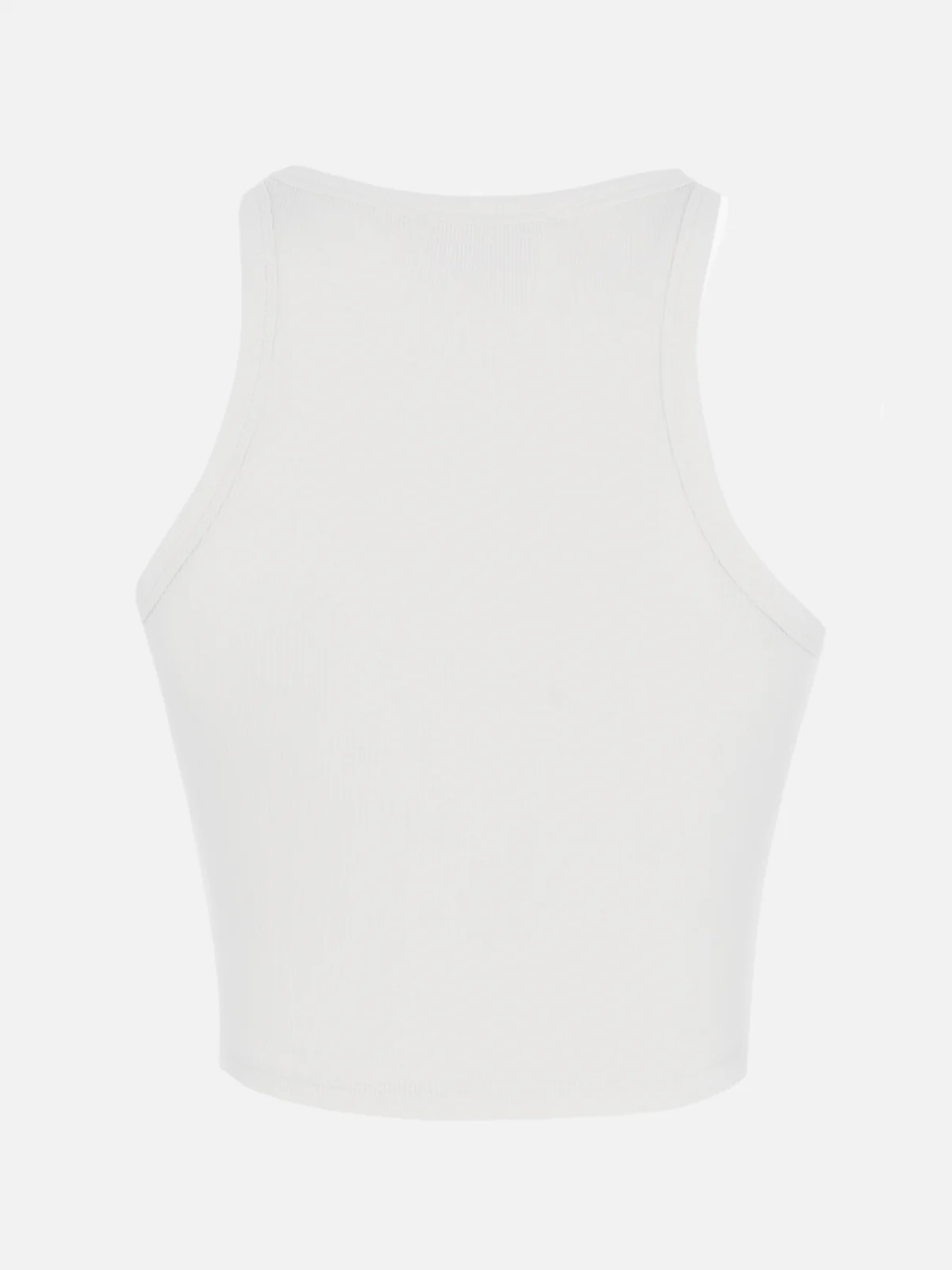 Canottiera Blue in cotone a costine bianco con ricamo St. Barth Beach Club - Image 5