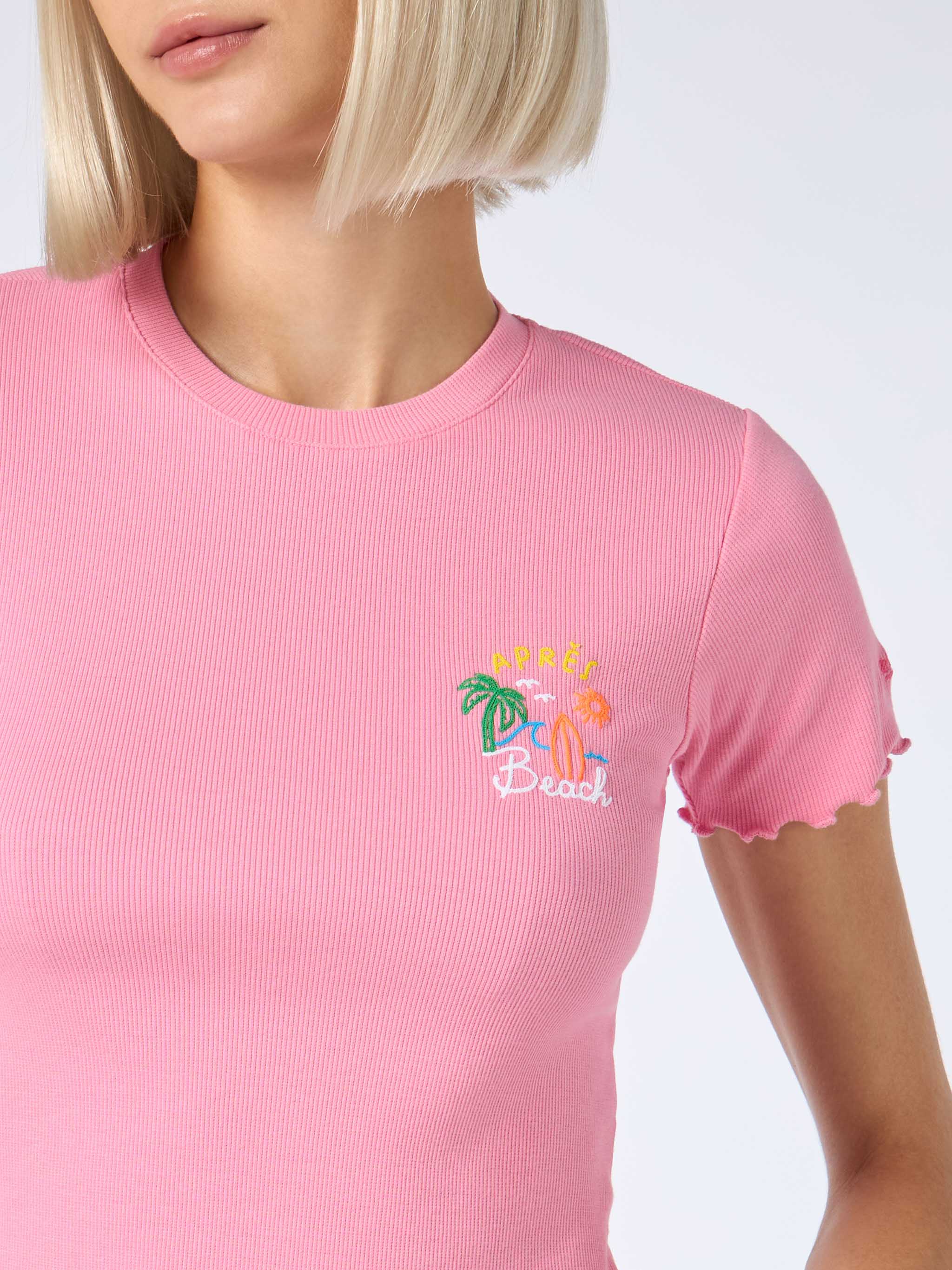 T-shirt Serena in cotone a coste con ricamo Après Beach - Image 3