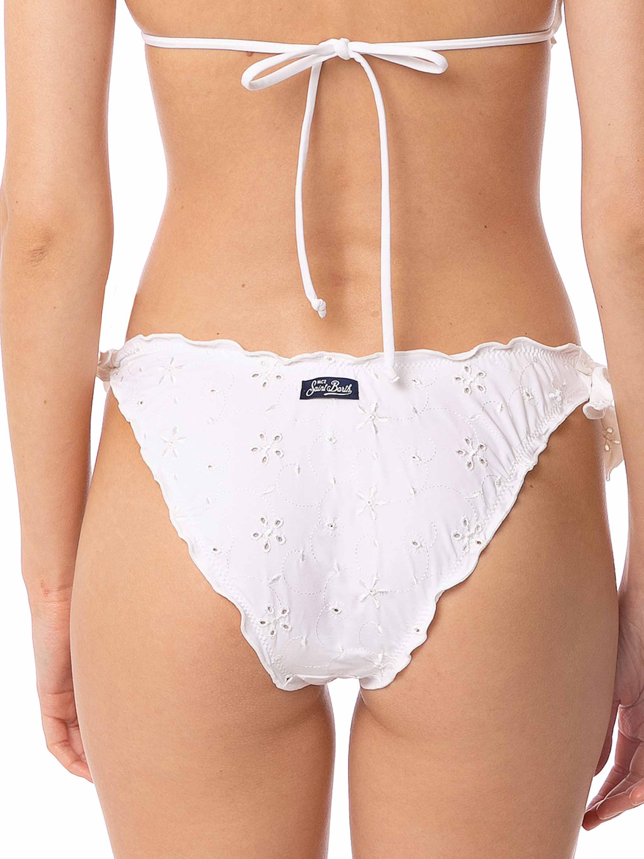 Slip mare Moon bianco tinta unita con piping - Image 2
