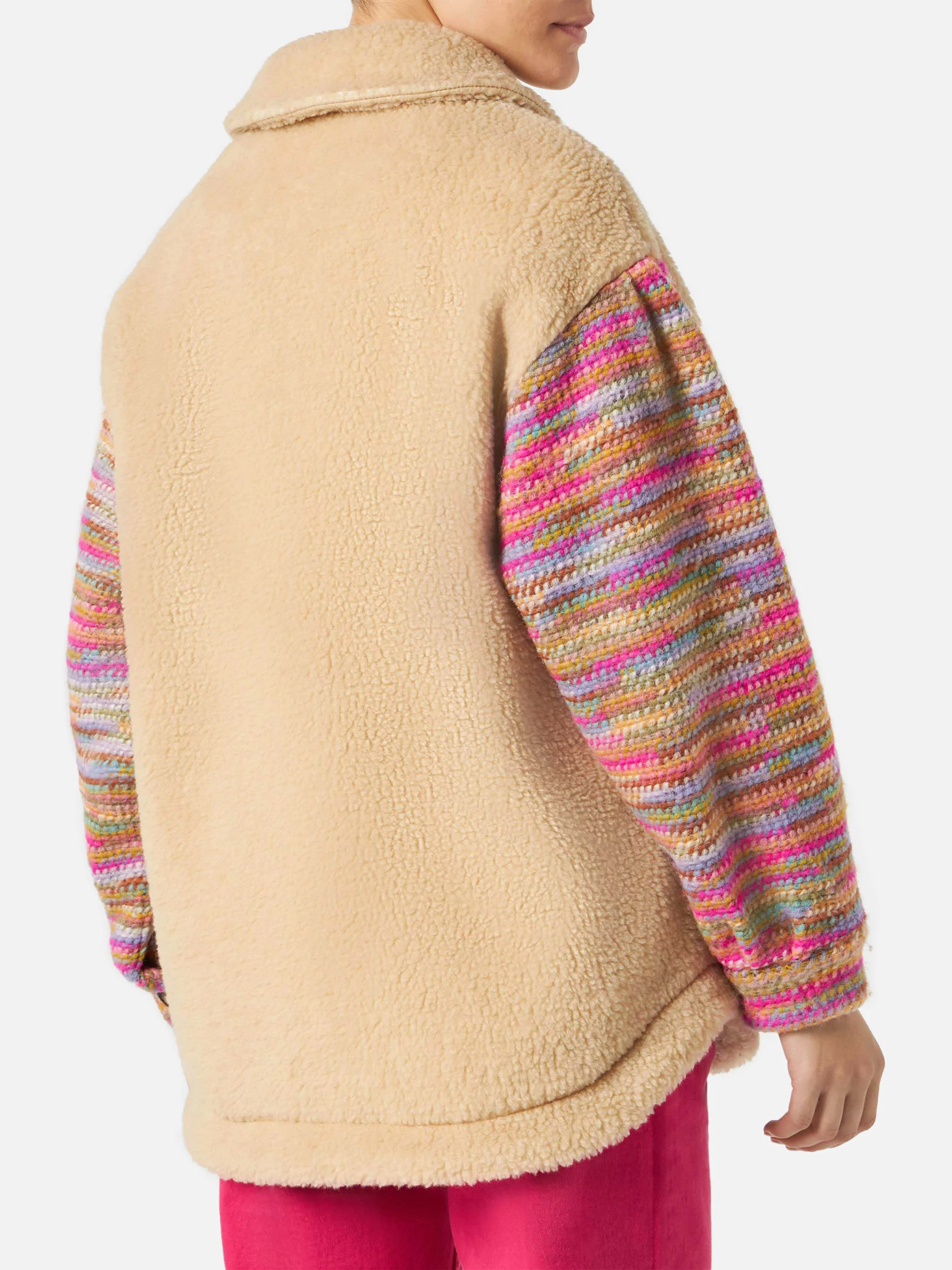 Giacca Elys effetto sherpa con dettagli crochet beige - Image 3