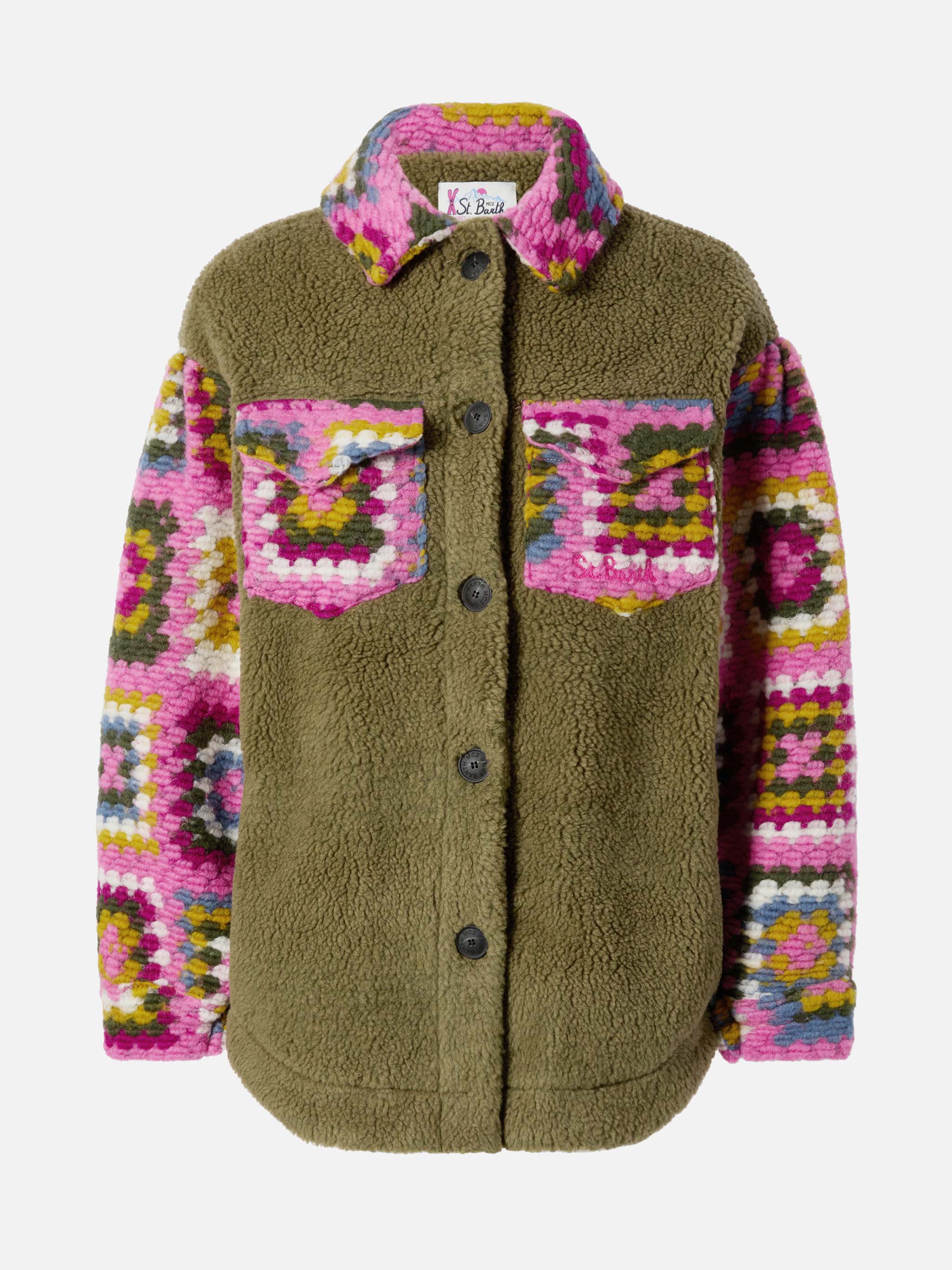 Overshirt Elys verde militare con dettagli crochet - Image 5