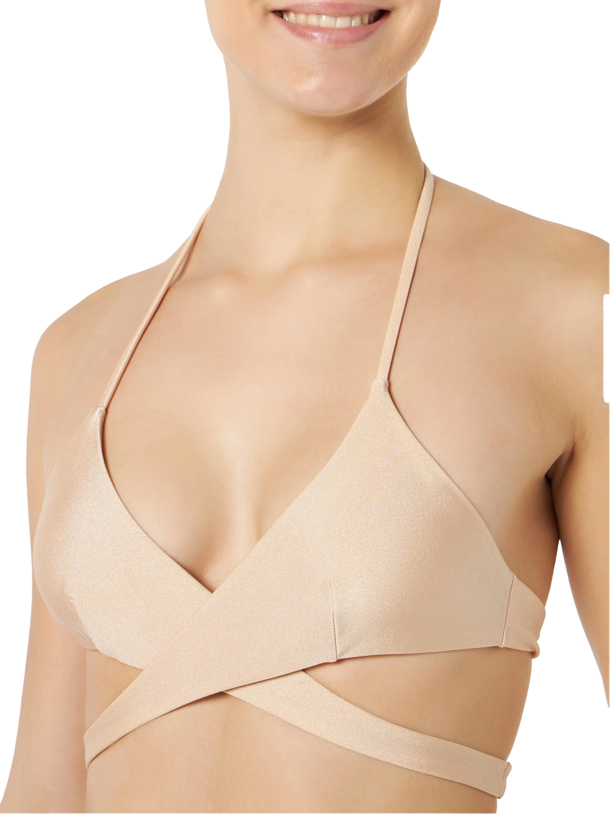 Bikini Layne Virgo triangolo incrociato beige glossy finish - Image 4
