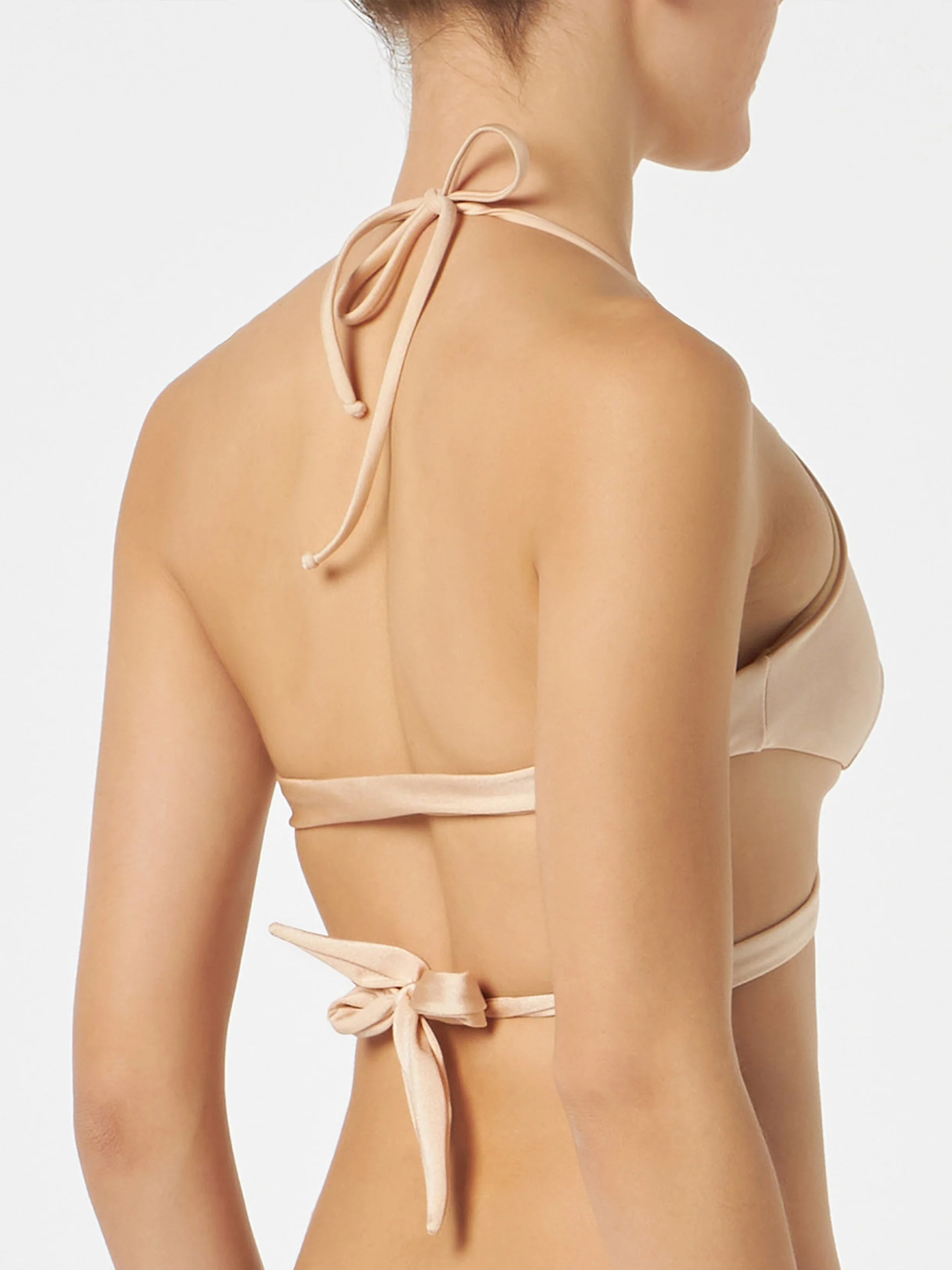 Top bikini Layne triangolo incrociato beige glossy finish - Image 3