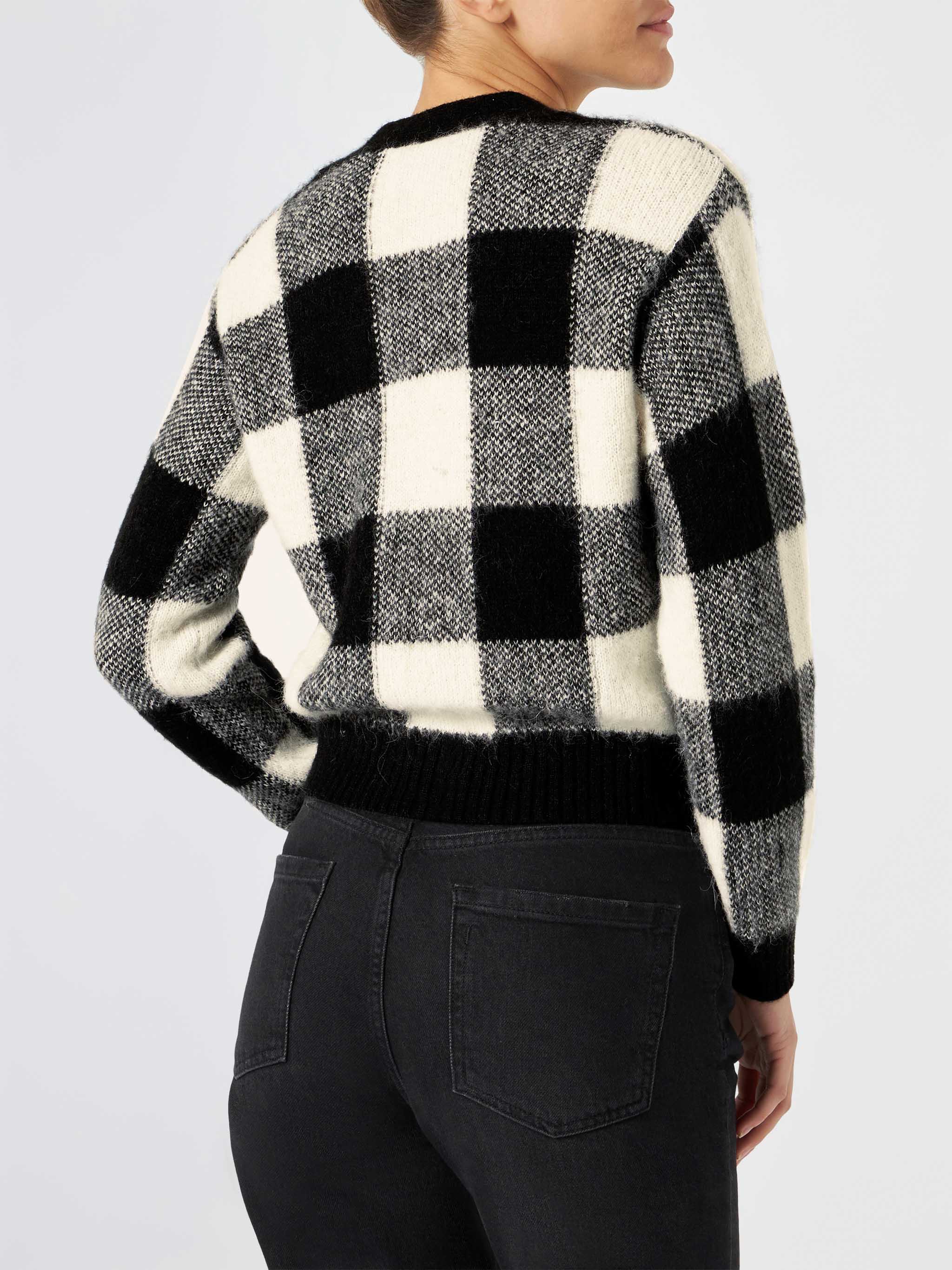 Cardigan corto Megeve fantasia vichy con bottoni gioiello - Image 3