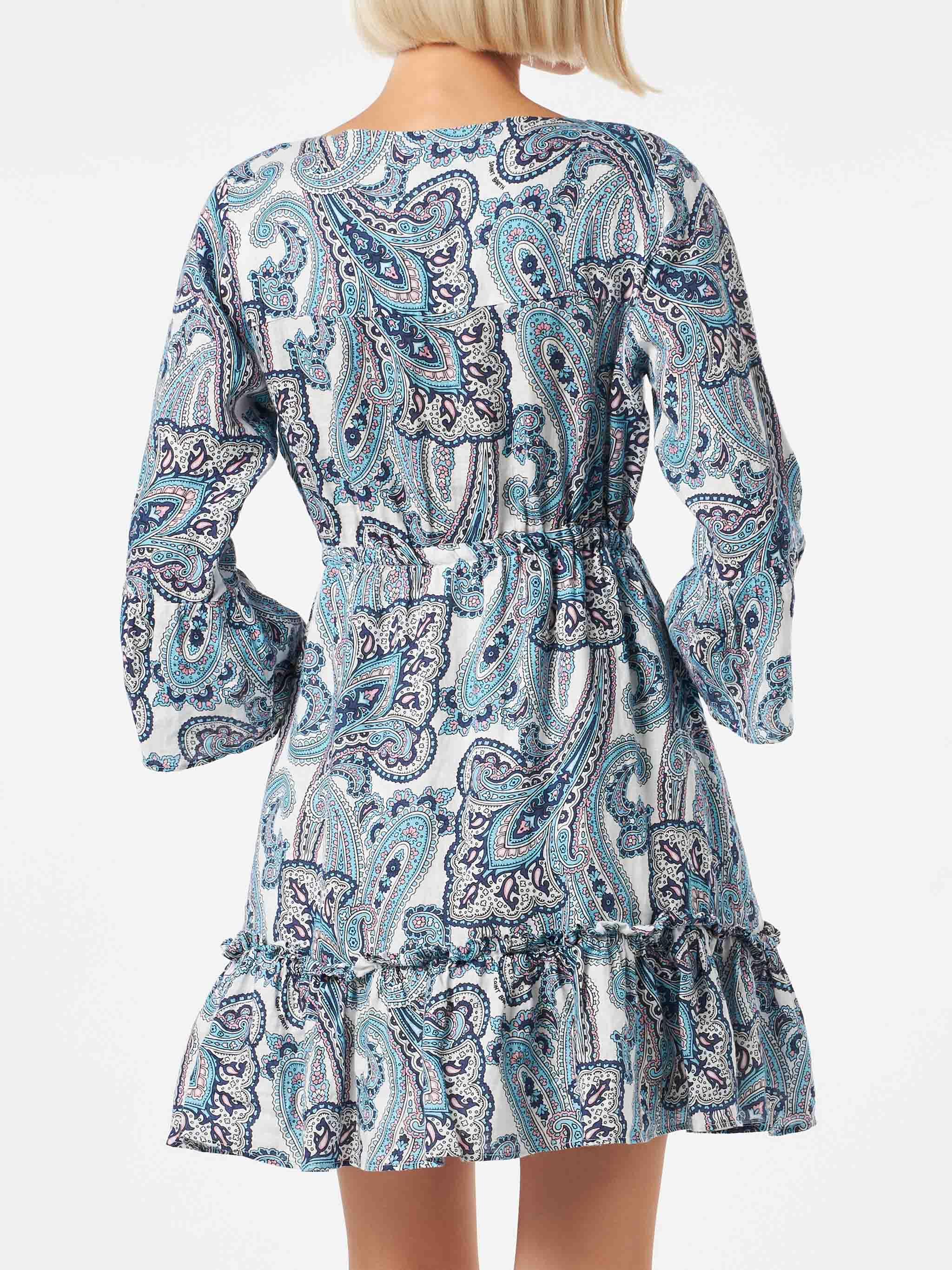 Abito corto Hemil Linen in lino con fantasia paisley - Image 2