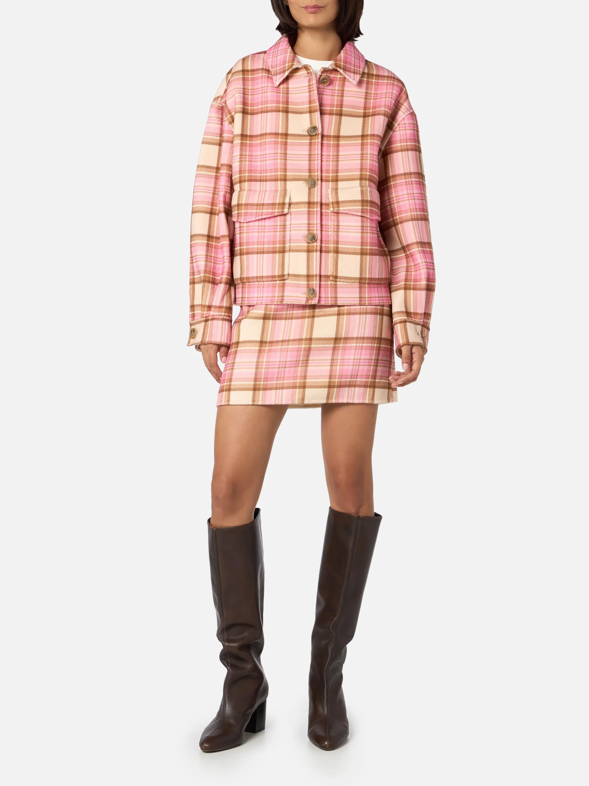 Giacca Bonnibell in tessuto effetto lana tartan rosa - Image 4