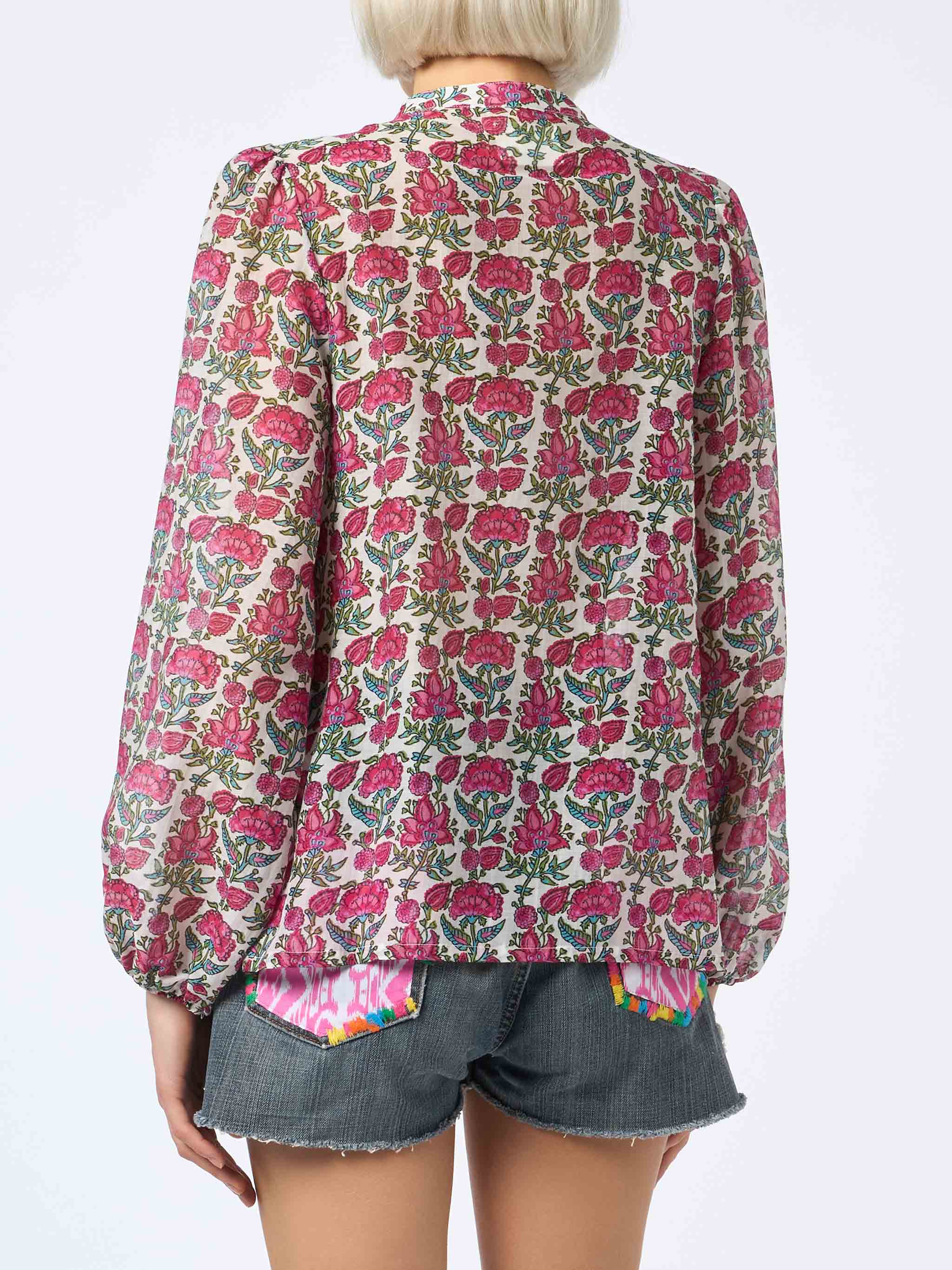 Blusa Harper in seta voile con fantasia floreale - Image 3
