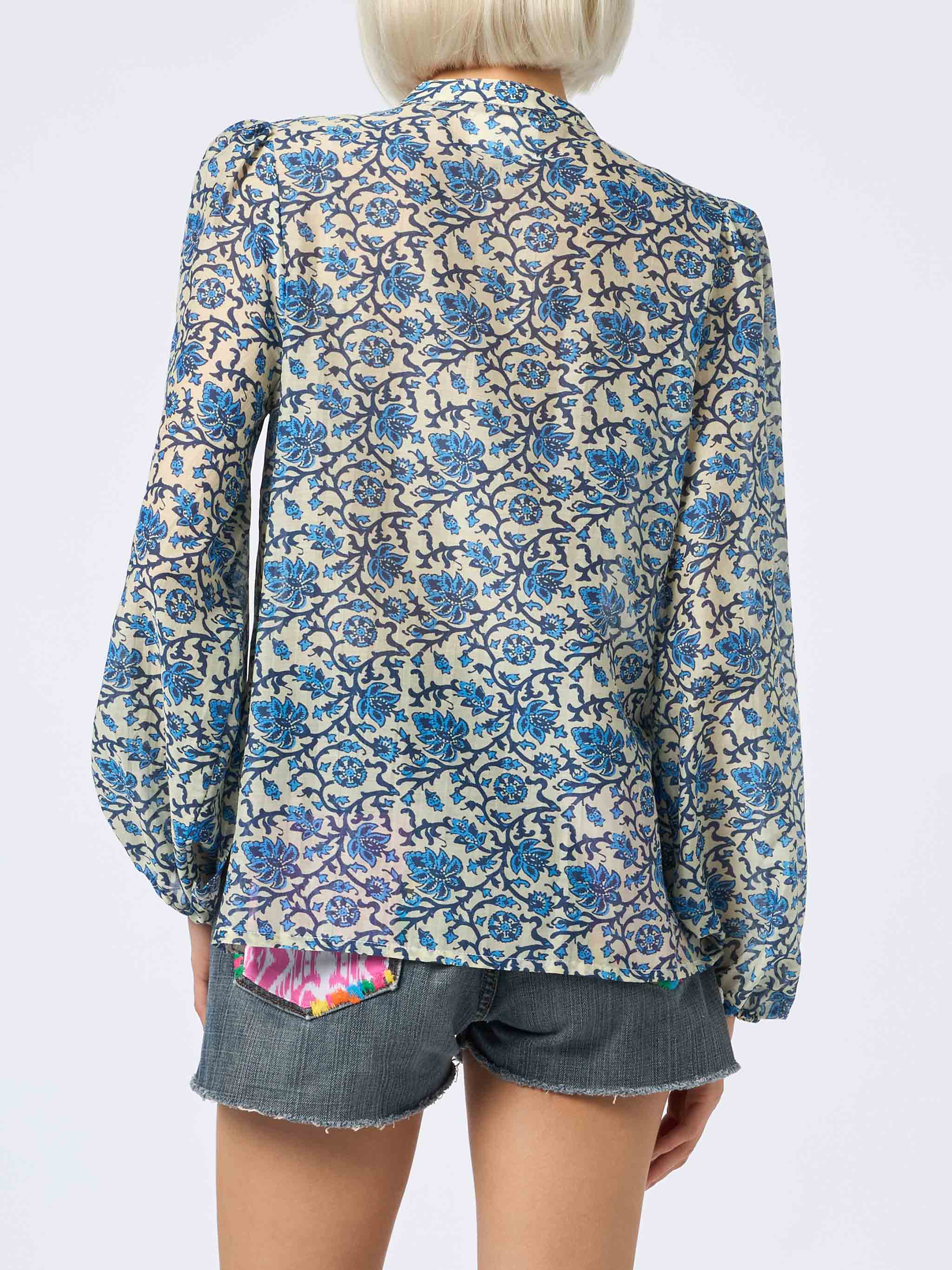 Camicia Harper in voile di seta con stampa Ajrakh - Image 3