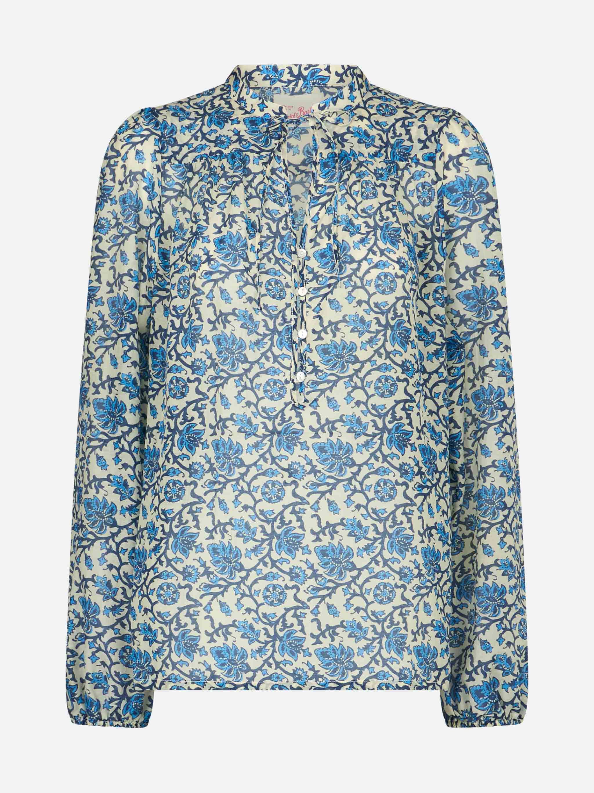 Camicia Harper in voile di seta con stampa Ajrakh - Image 5