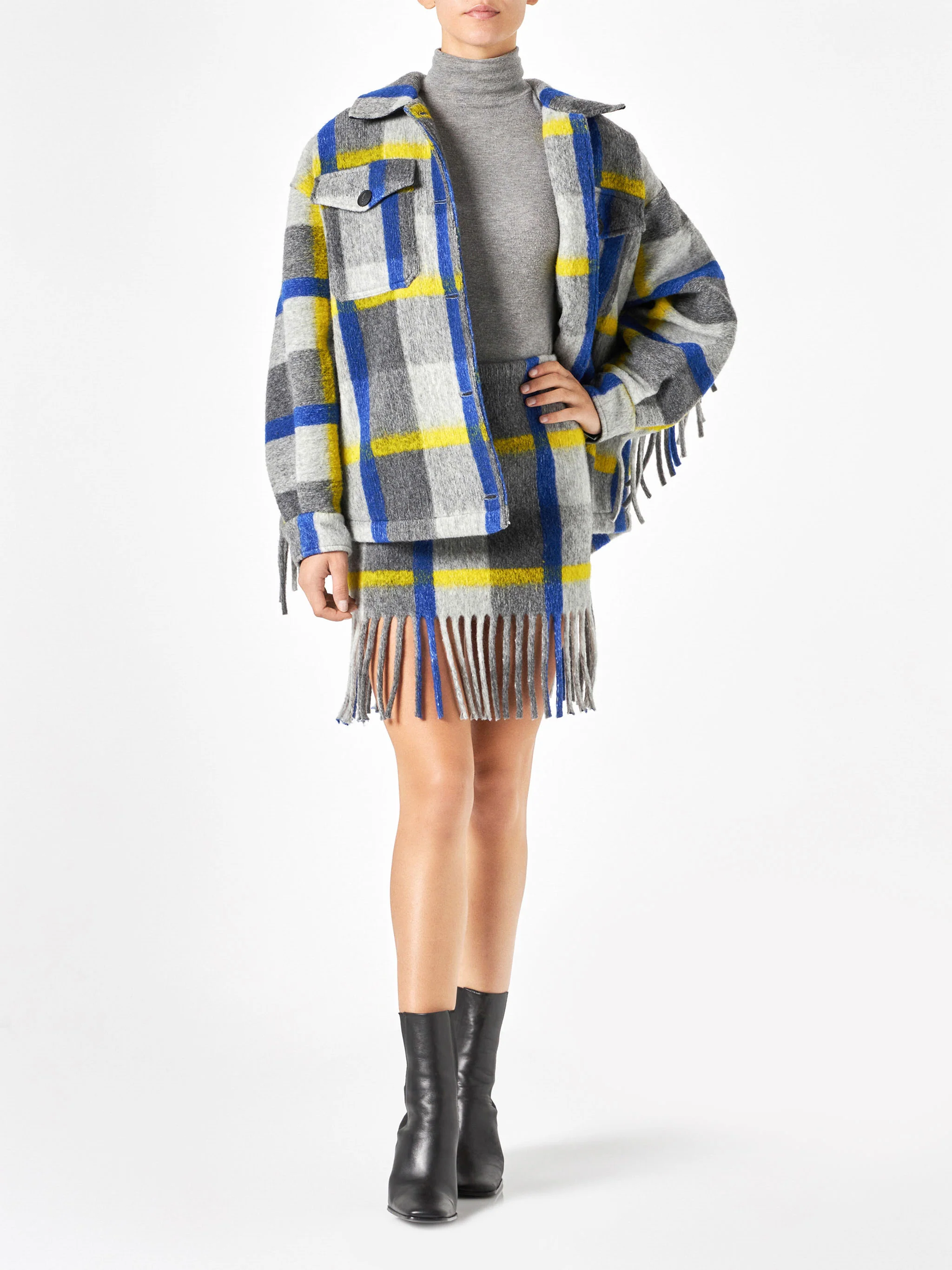 Gonna Katrine con frange e fantasia tartan - Image 5