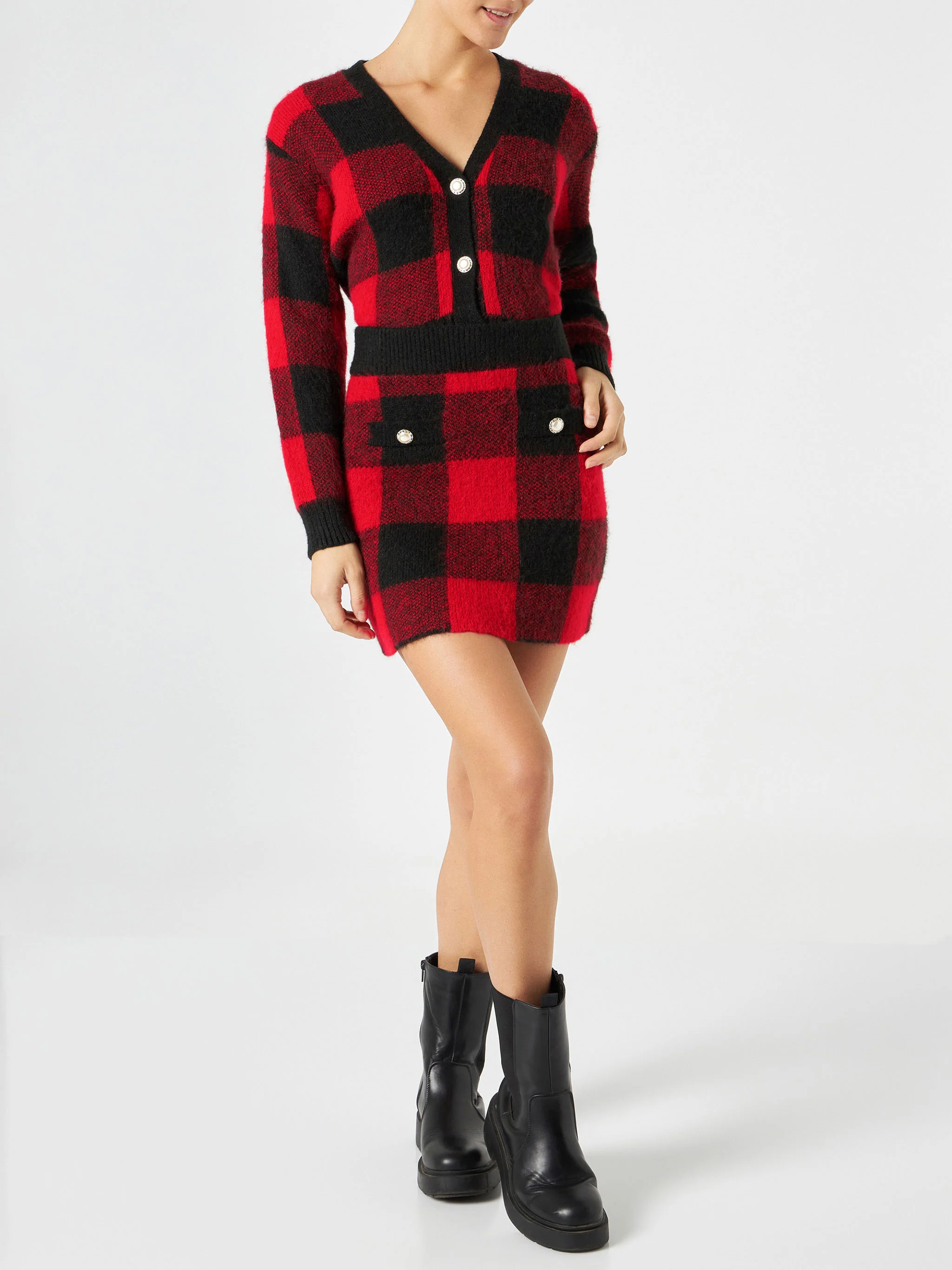 Gonna Chatel in maglia con fantasia tartan rossa - Image 2