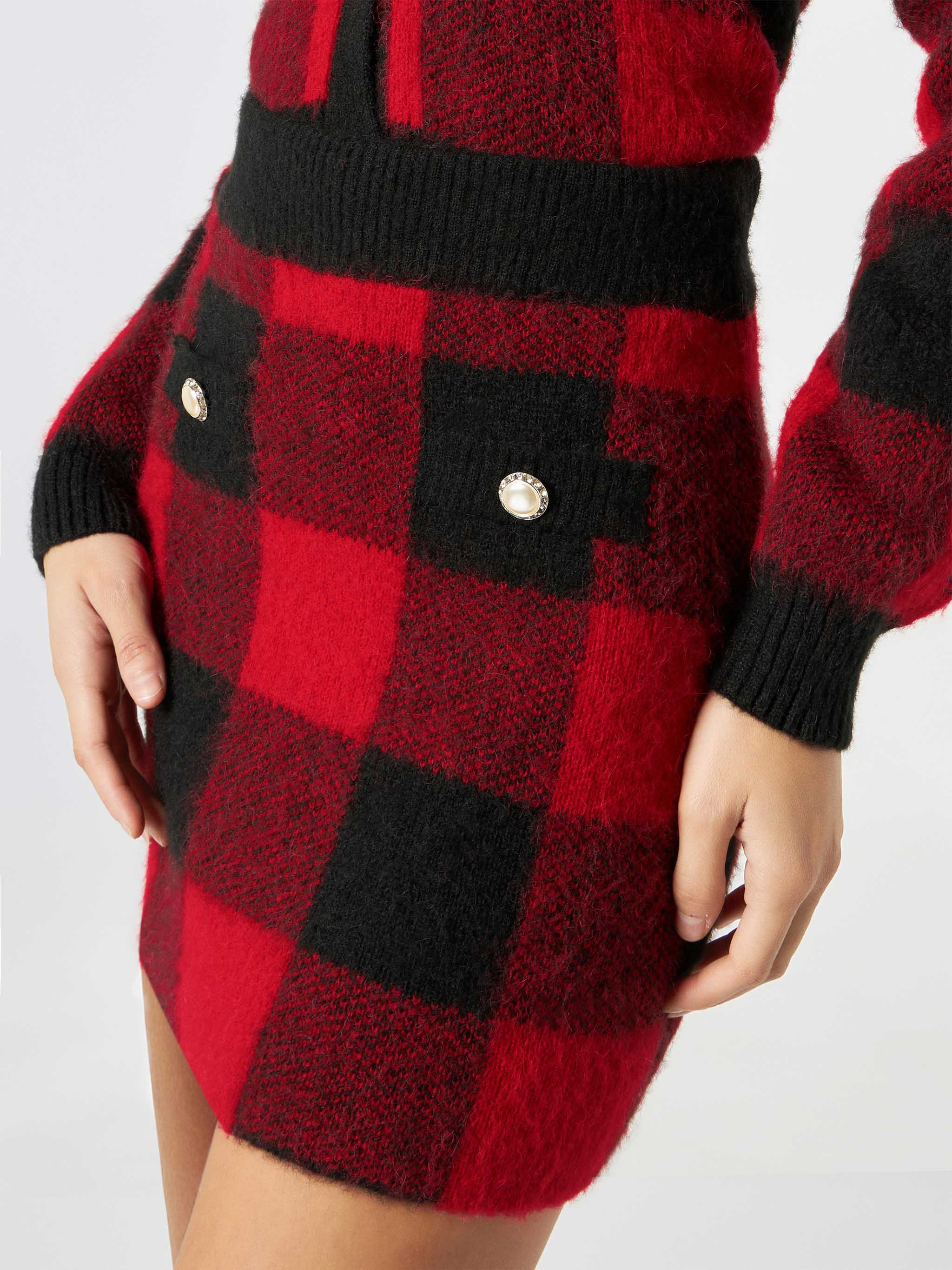 Gonna Chatel in maglia con fantasia tartan rossa - Image 3