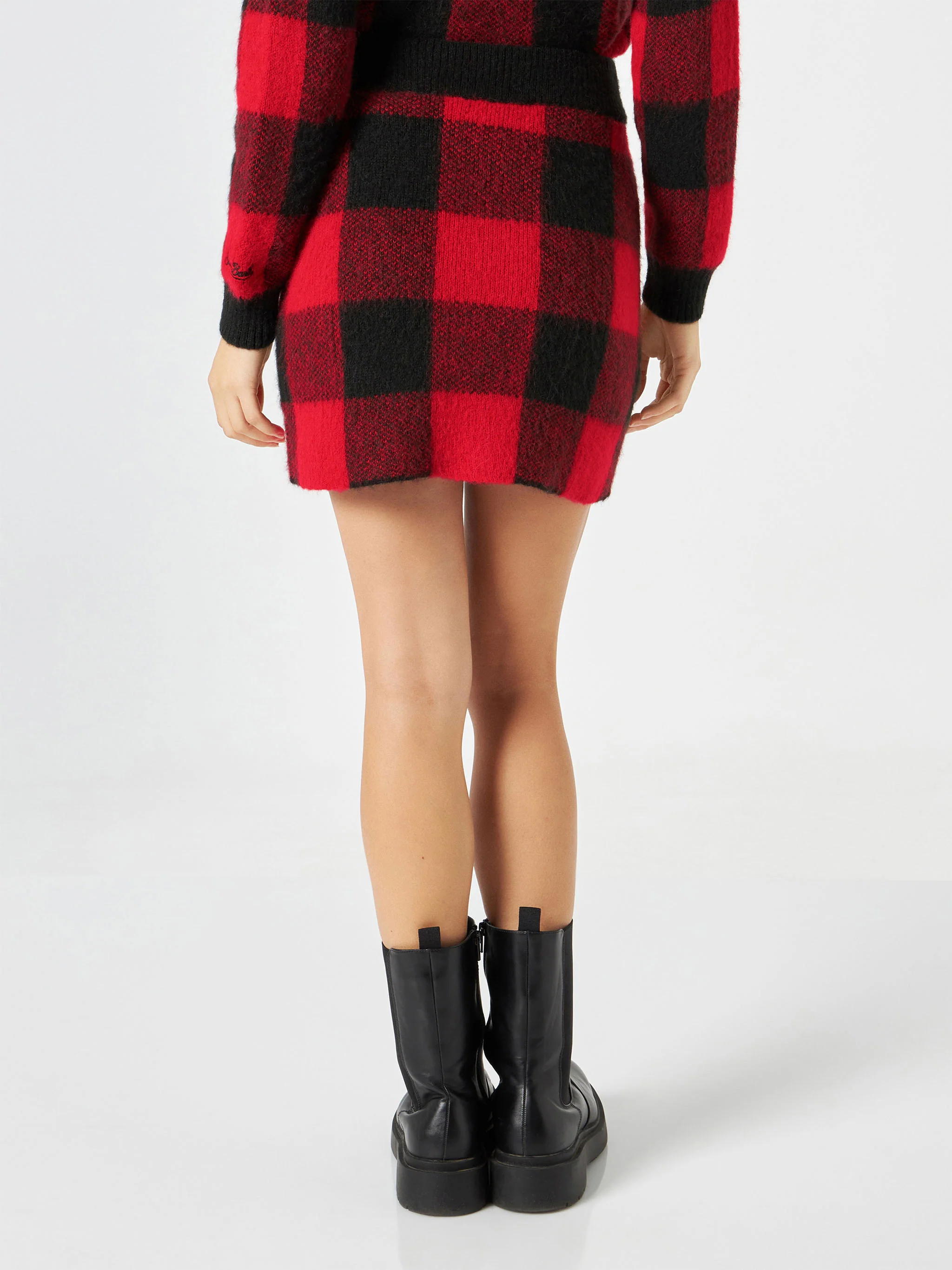 Gonna Chatel in maglia con fantasia tartan rossa - Image 4