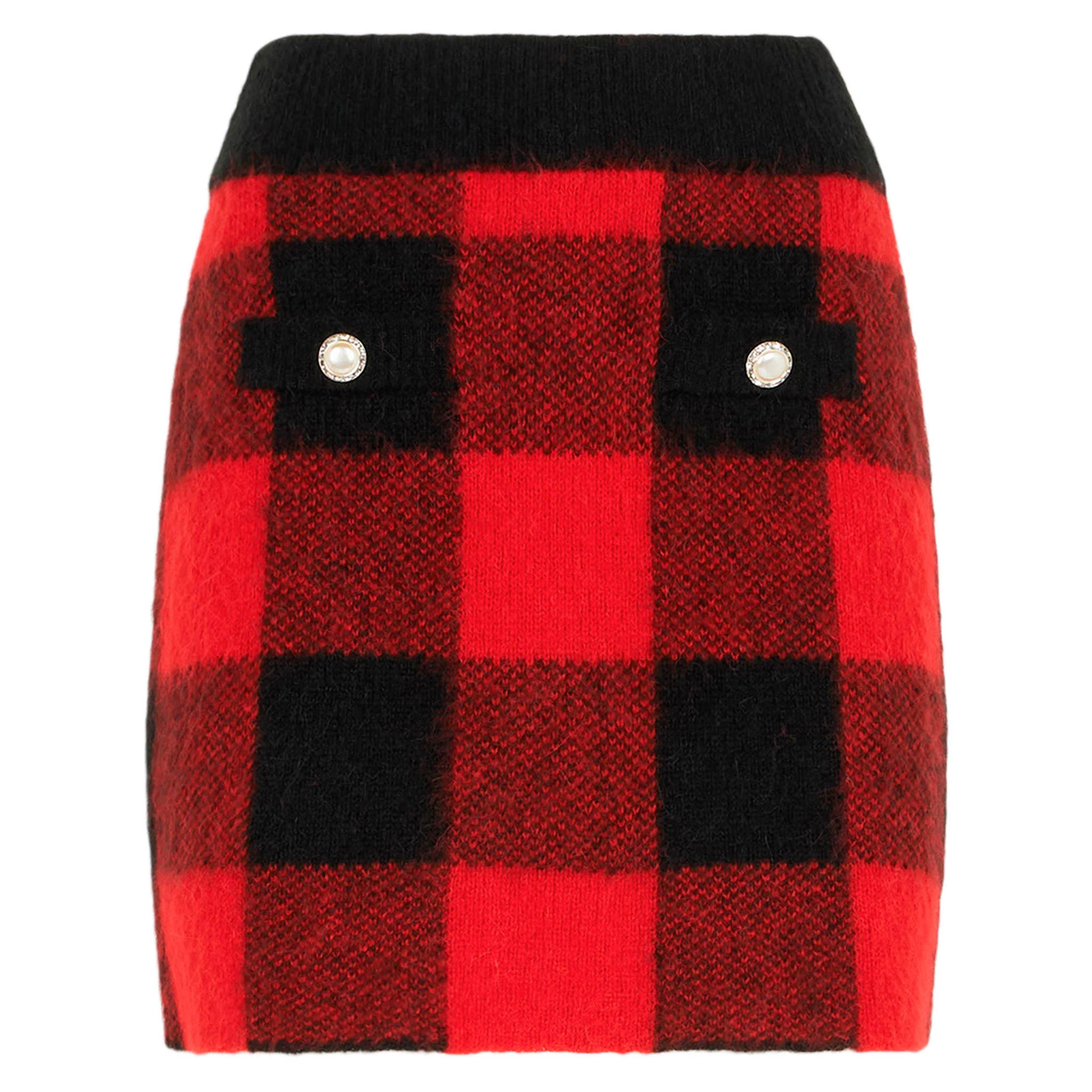 Gonna Chatel in maglia con fantasia tartan rossa - Image 5