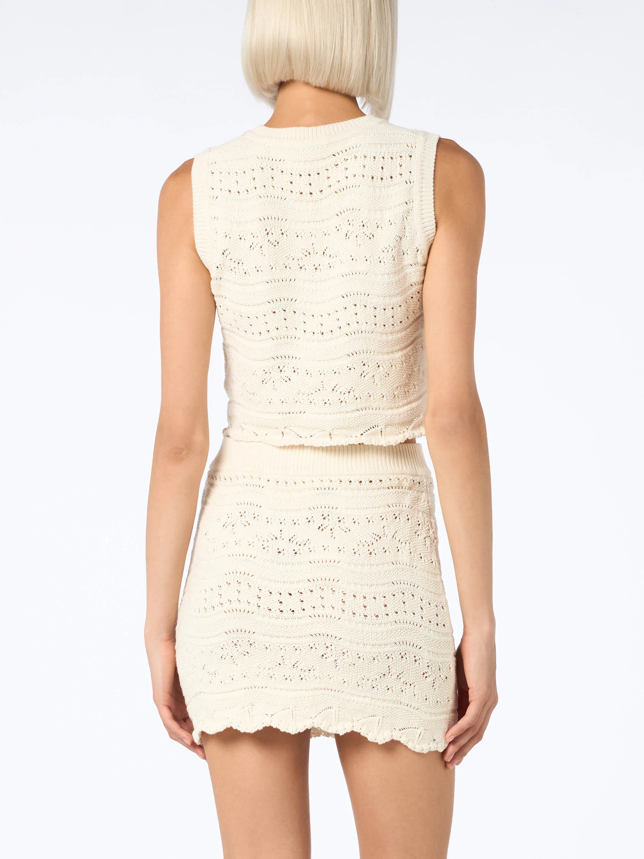 Top Peach in maglia di cotone bianco - Image 2