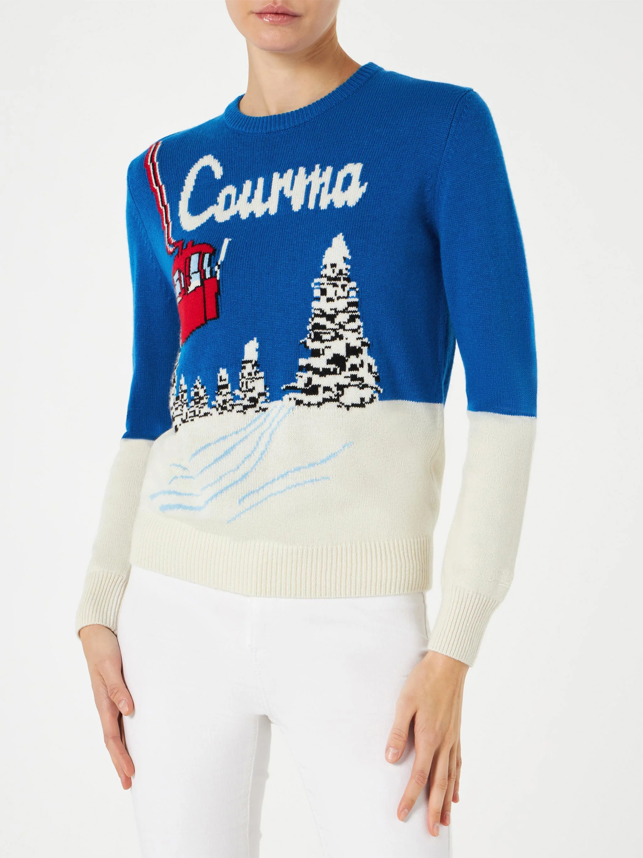 Maglia New Queen con jacquard Courma postcard