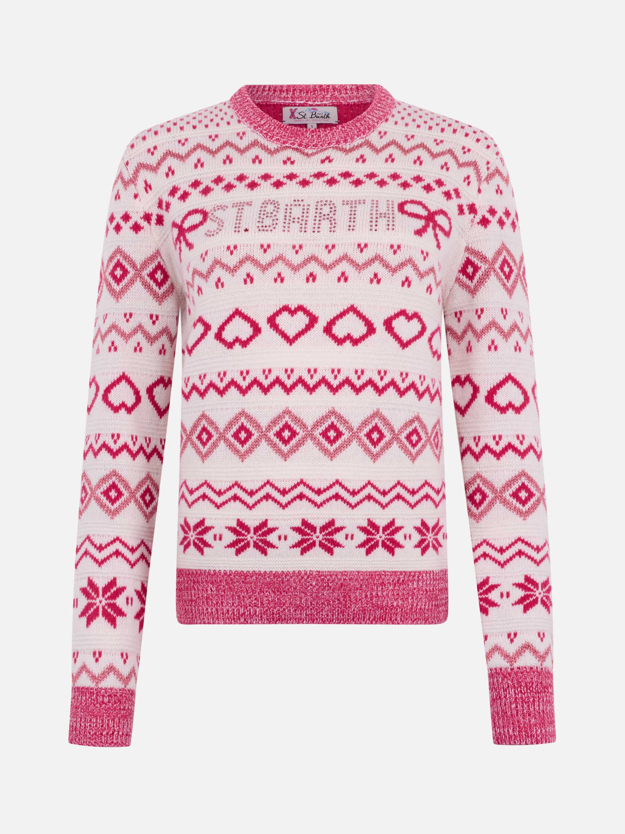 Maglione New Queen con fantasia nordica e logo strass - Image 2