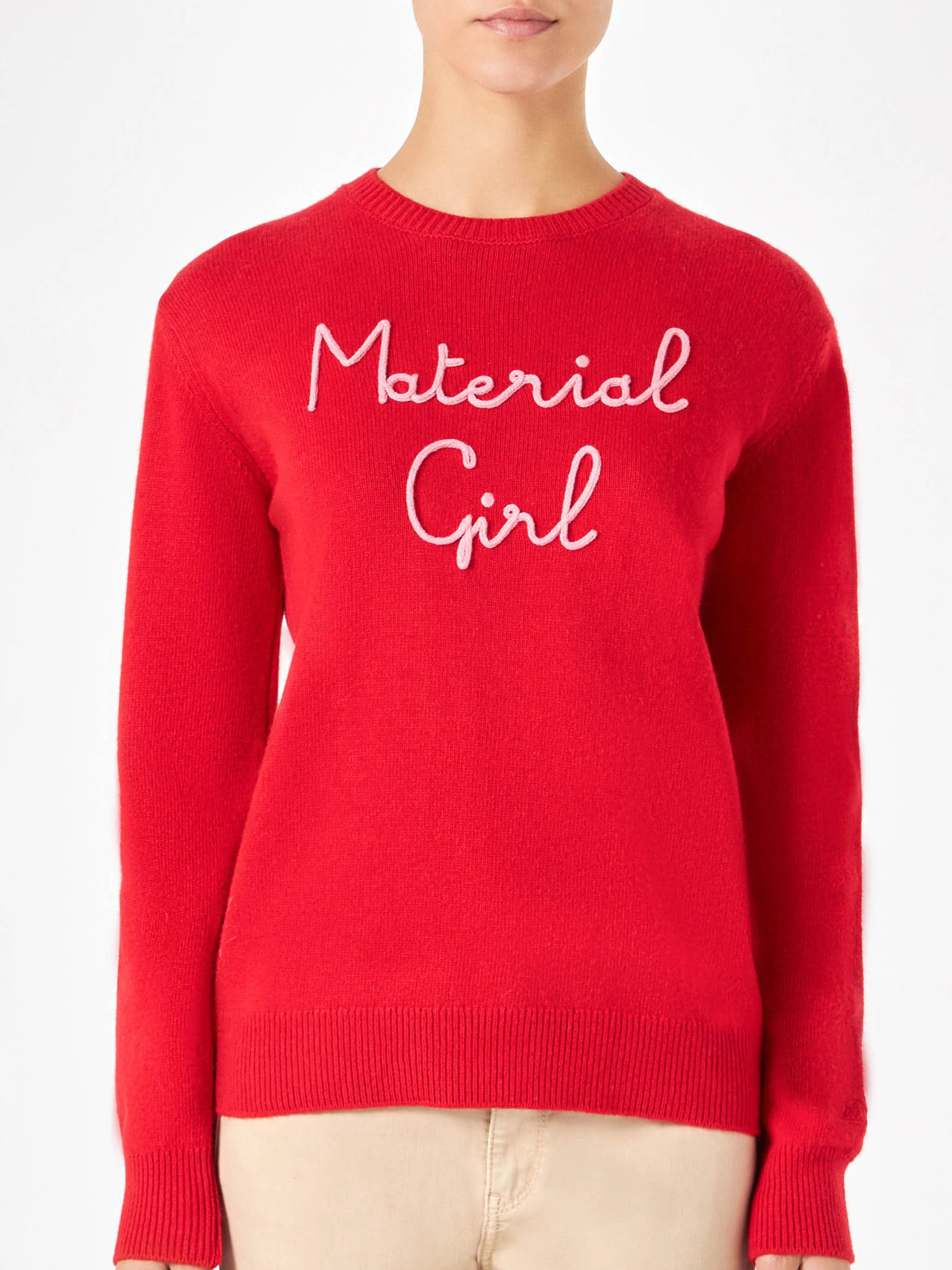 Girocollo in misto cashmere con ricamo Material girl - Image 3