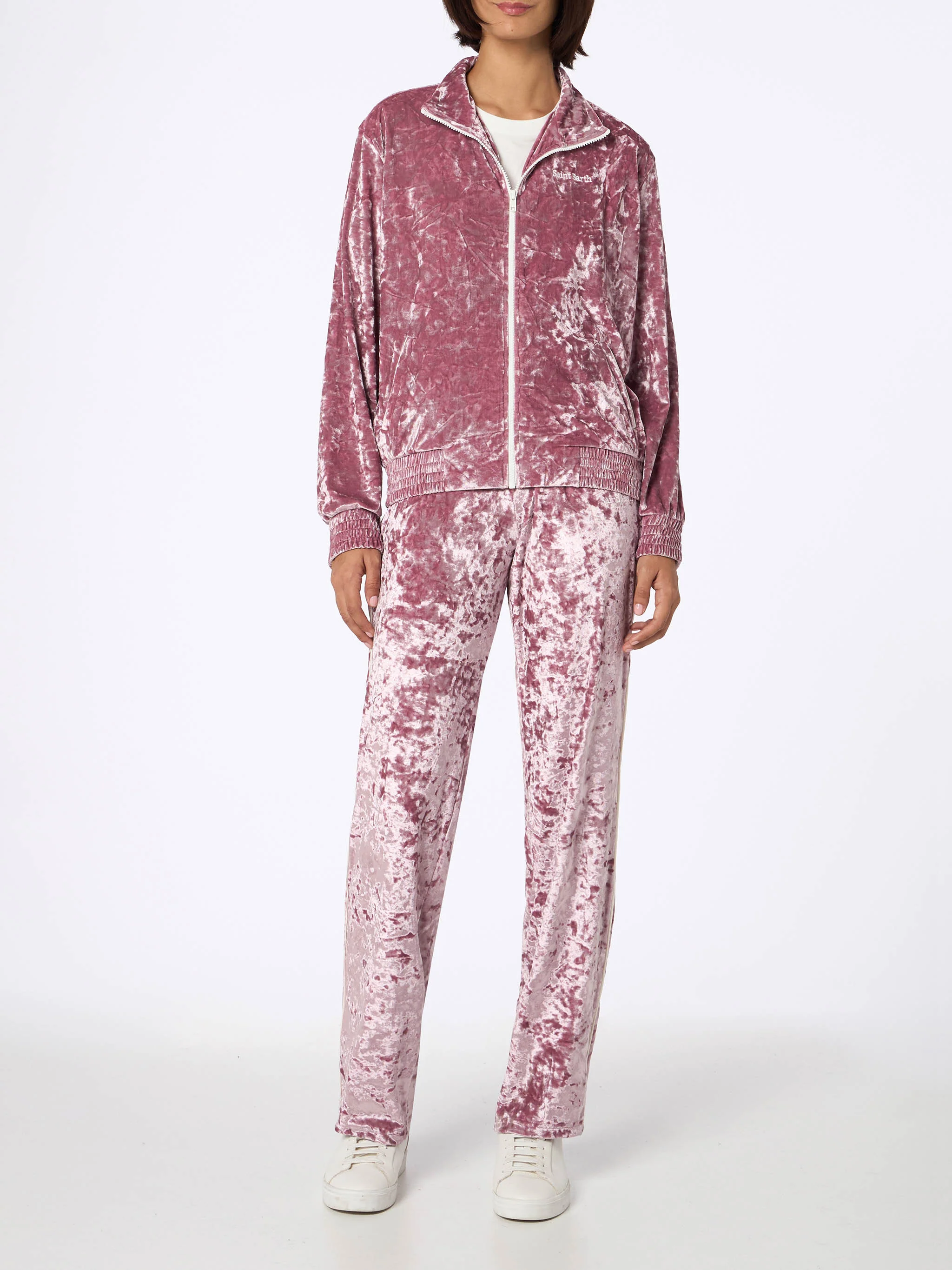 Felpa Miriam in ciniglia rosa con zip - Image 3