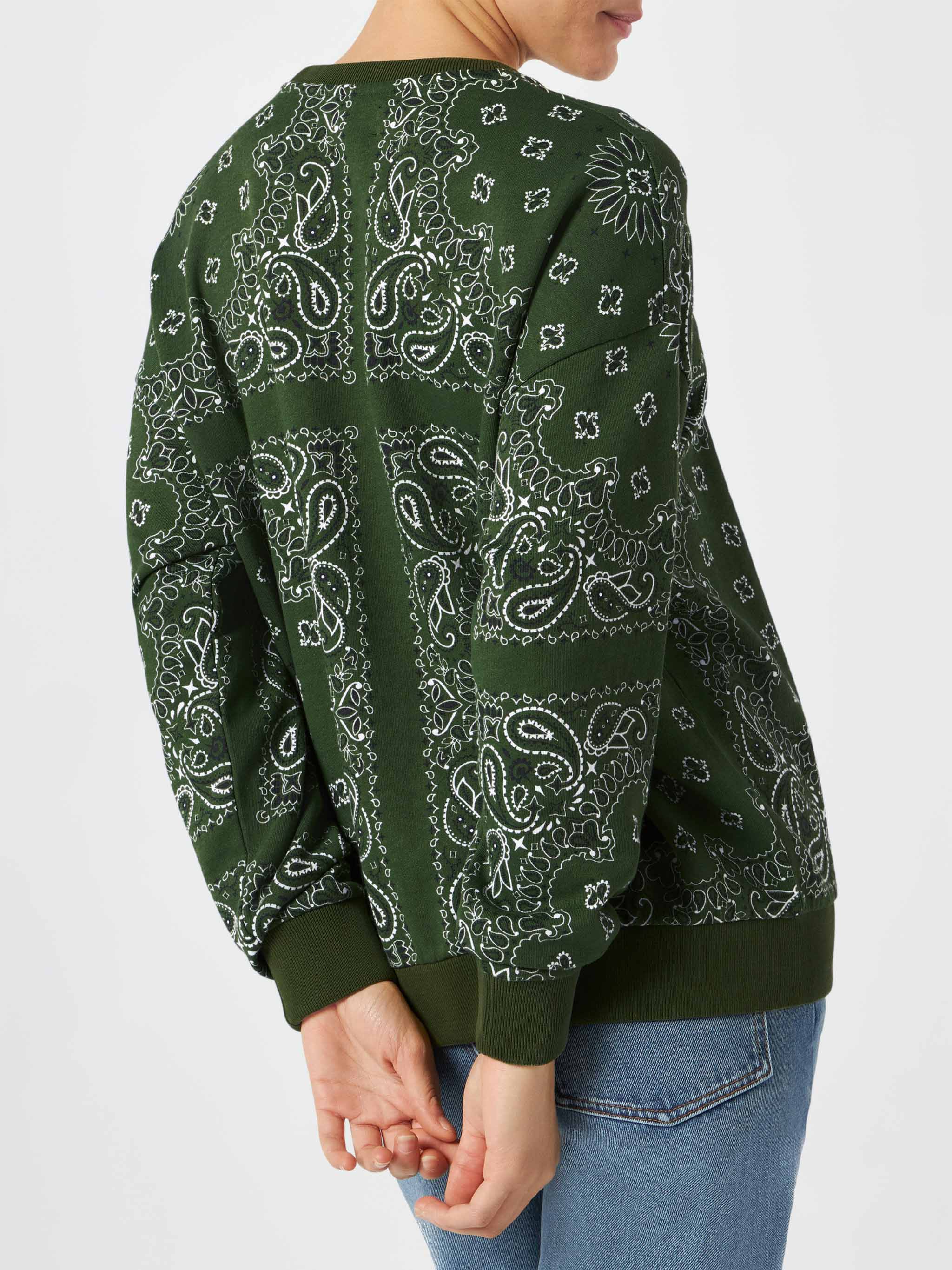Felpa Stardust in cotone con stampa bandana verde - Image 4