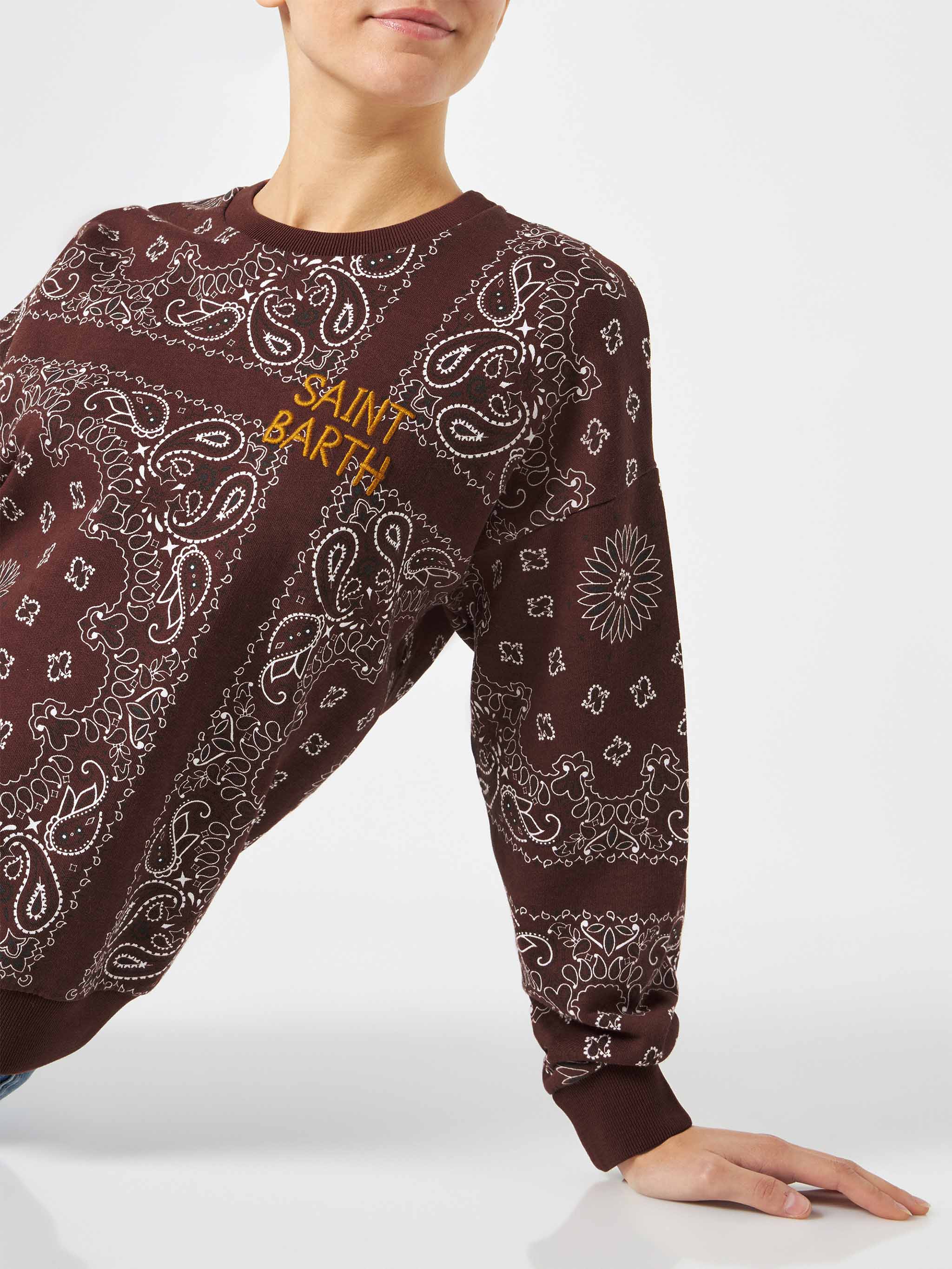 Felpa Stardust in cotone con fantasia bandana marrone - Image 2