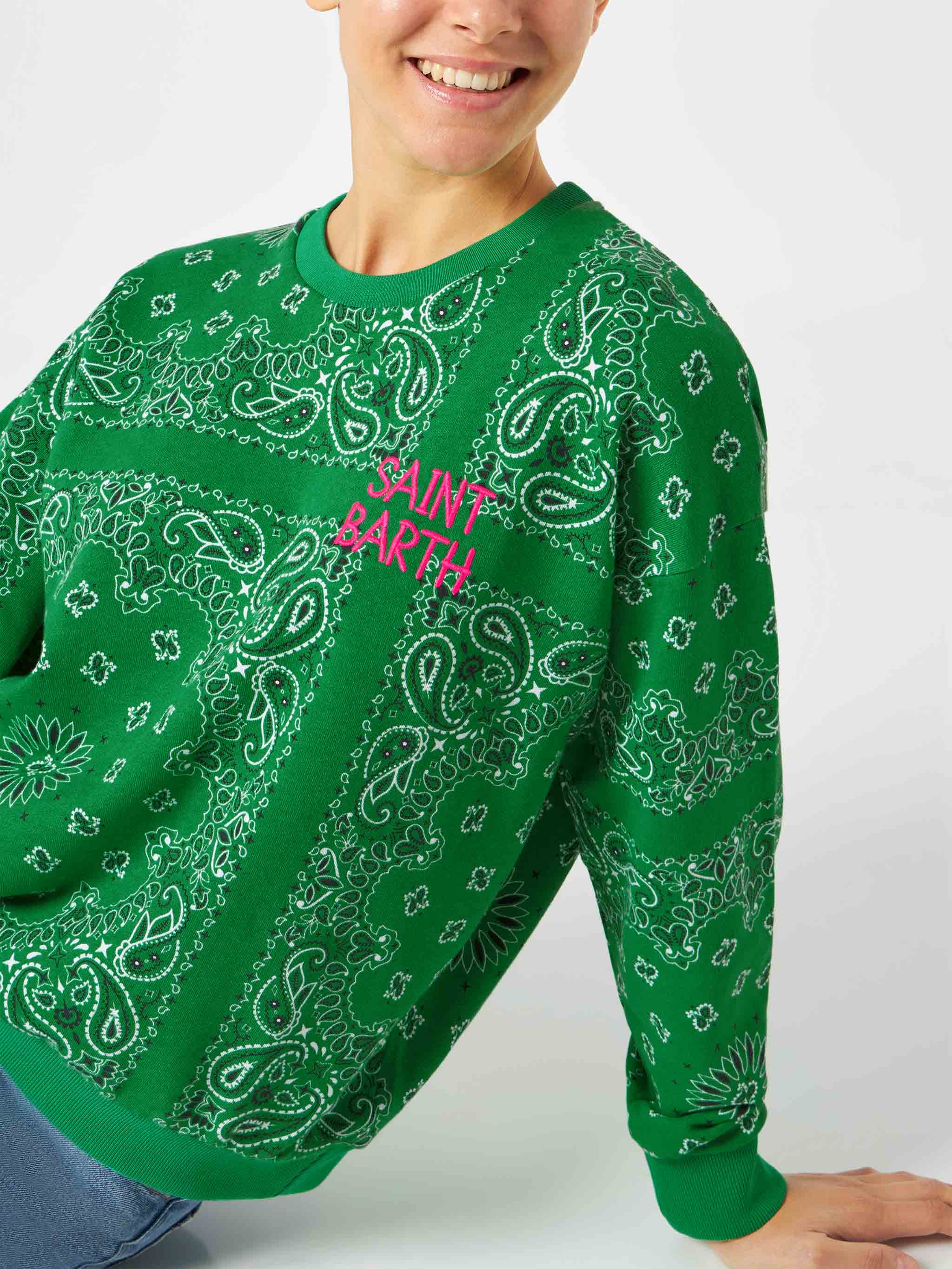 Felpa Stardust in cotone con fantasia bandana verde - Image 2