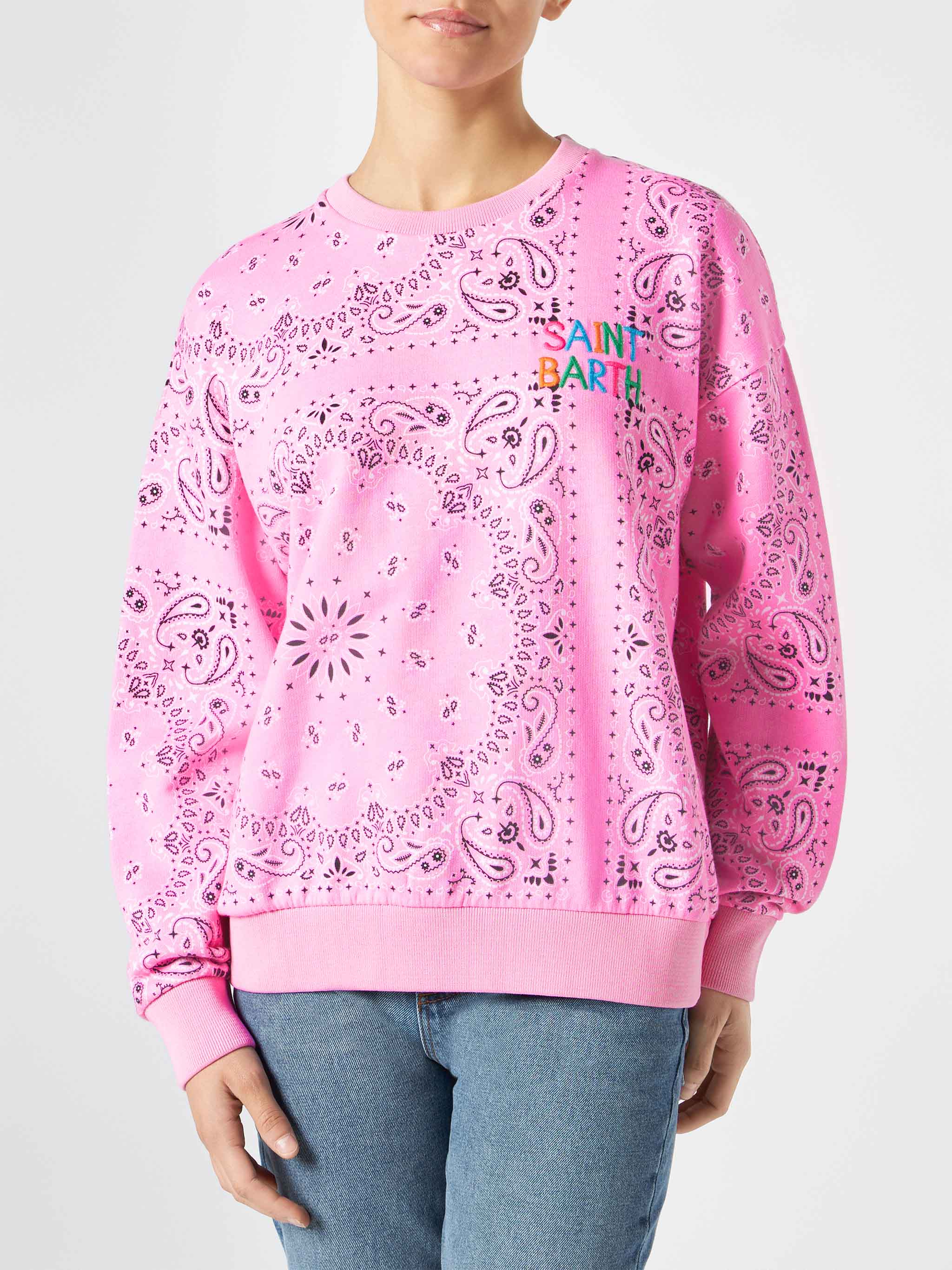 Felpa Stardust in cotone con fantasia bandana rosa - Image 2