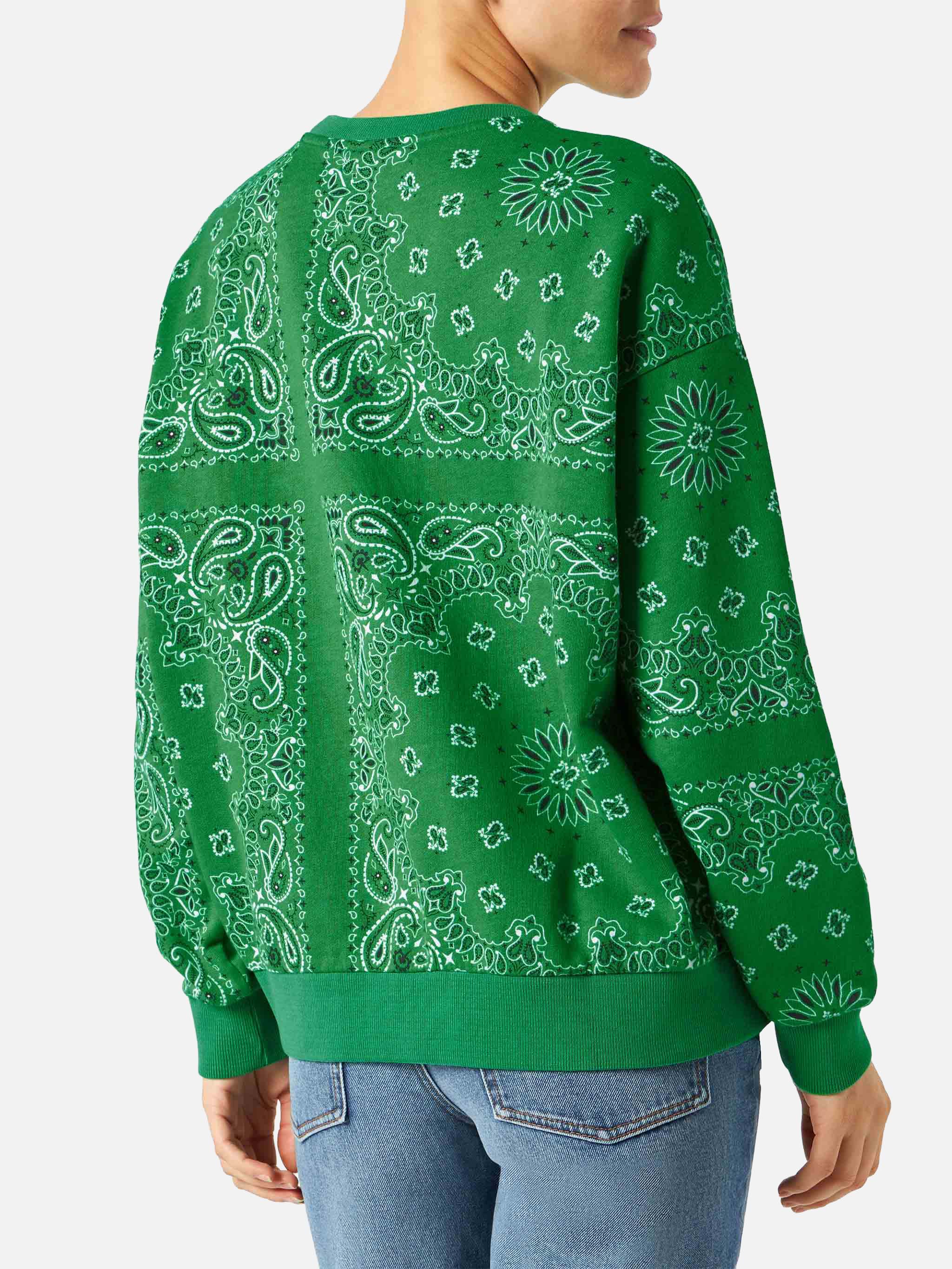Felpa Stardust in cotone con fantasia bandana verde - Image 4