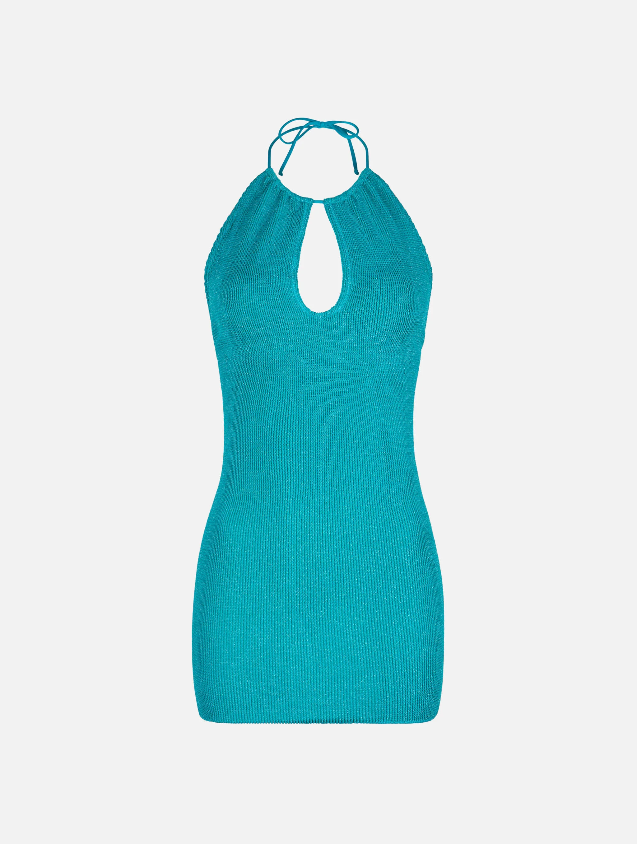 Abito Palmer halterneck in lurex crinkle verde - Image 4