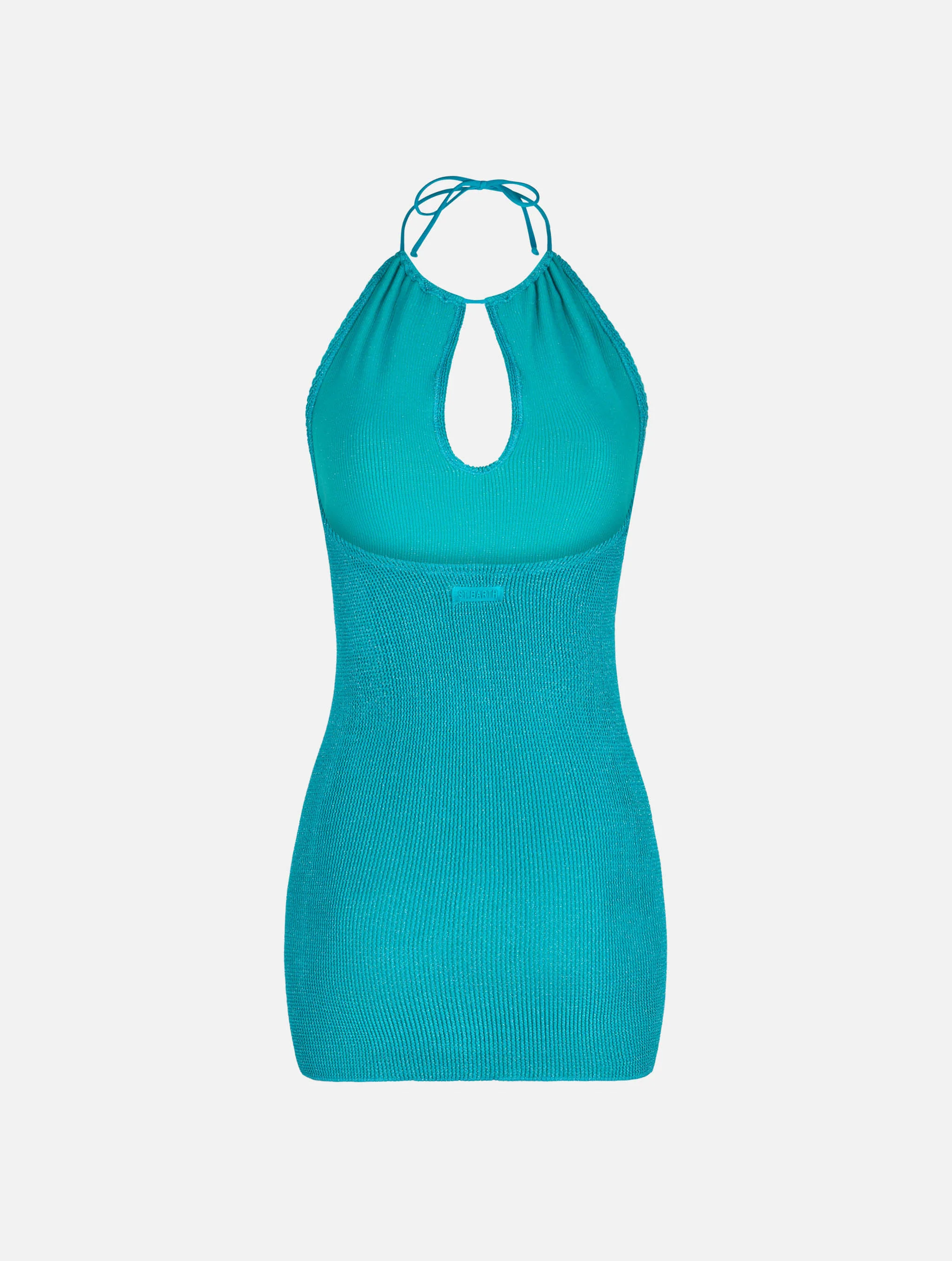 Abito Palmer halterneck in lurex crinkle verde - Image 5