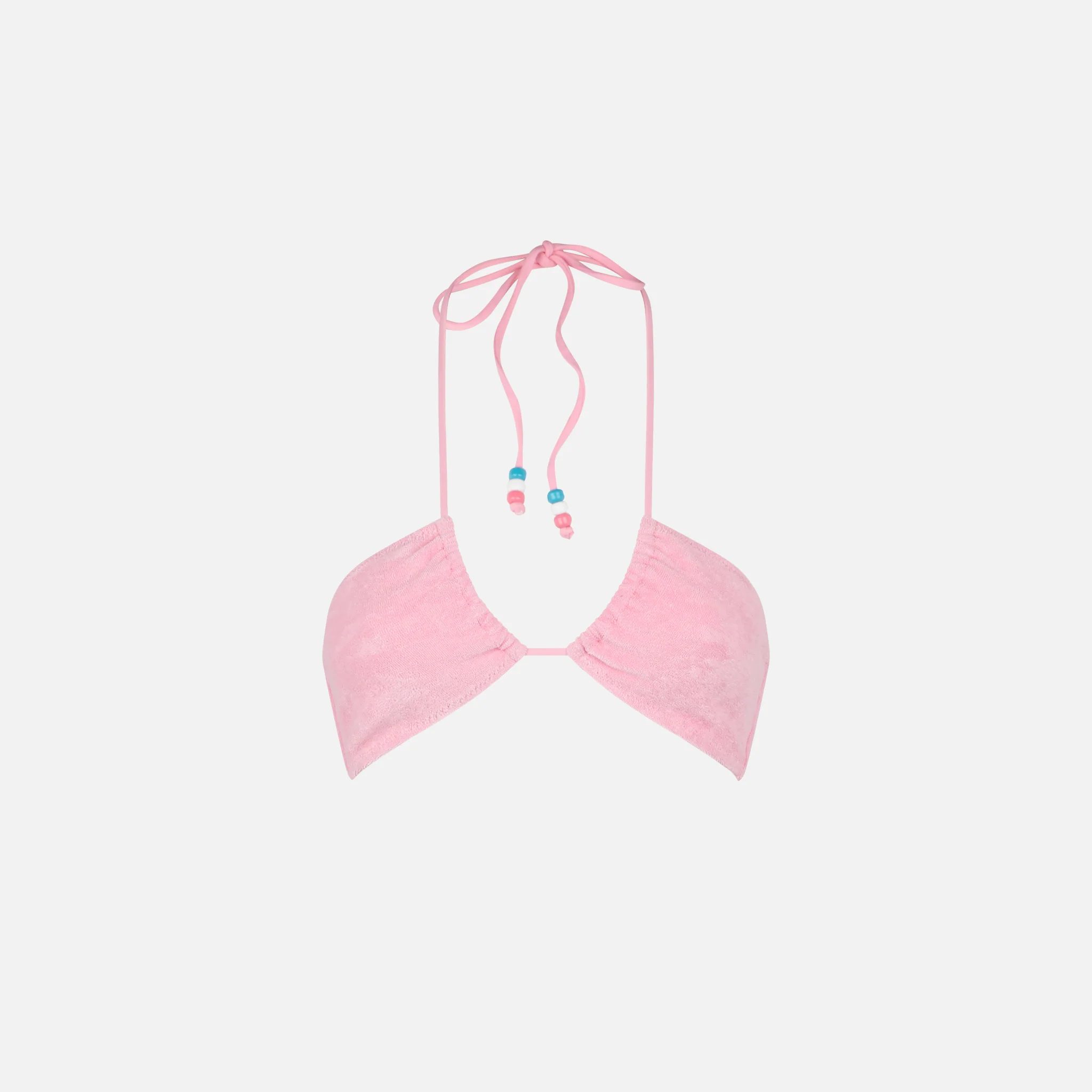Top bikini Dahlia a fascia in tessuto effetto spugna rosa  - Image 3