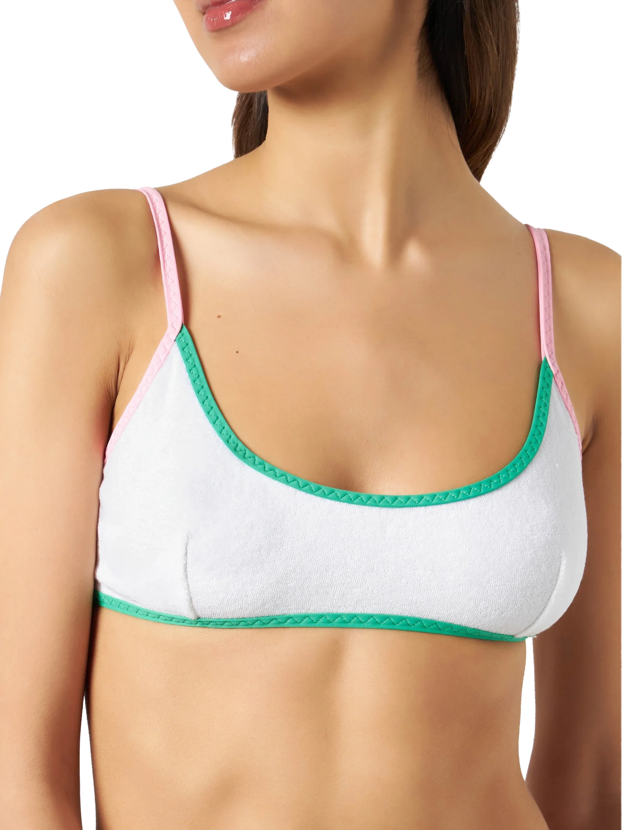 Bikini Judy Marielle bralette in tessuto effetto spugna bianco con piping - Image 4