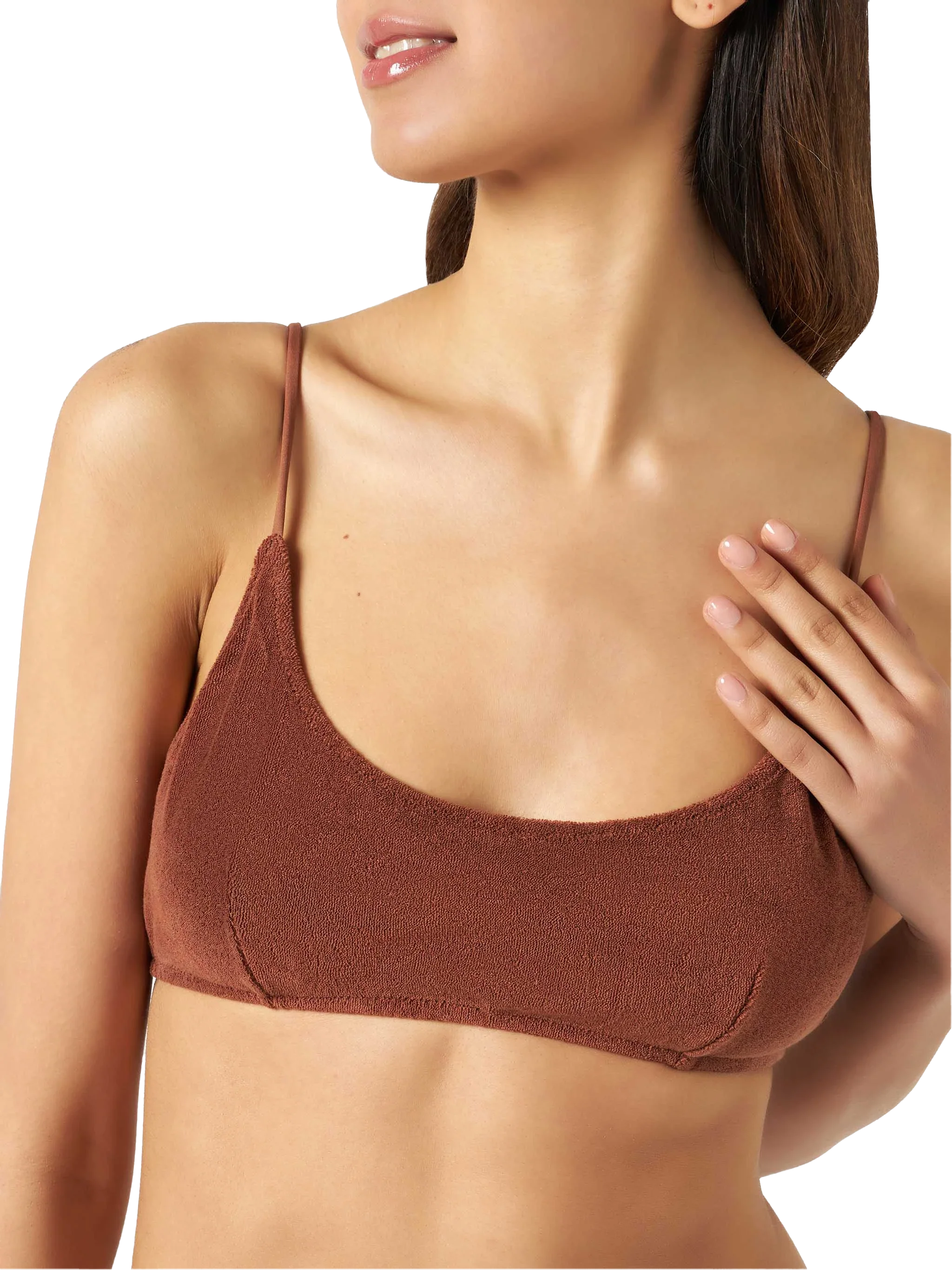 Top bikini Judy bralette marrone in spugna tinta unita - Image 2