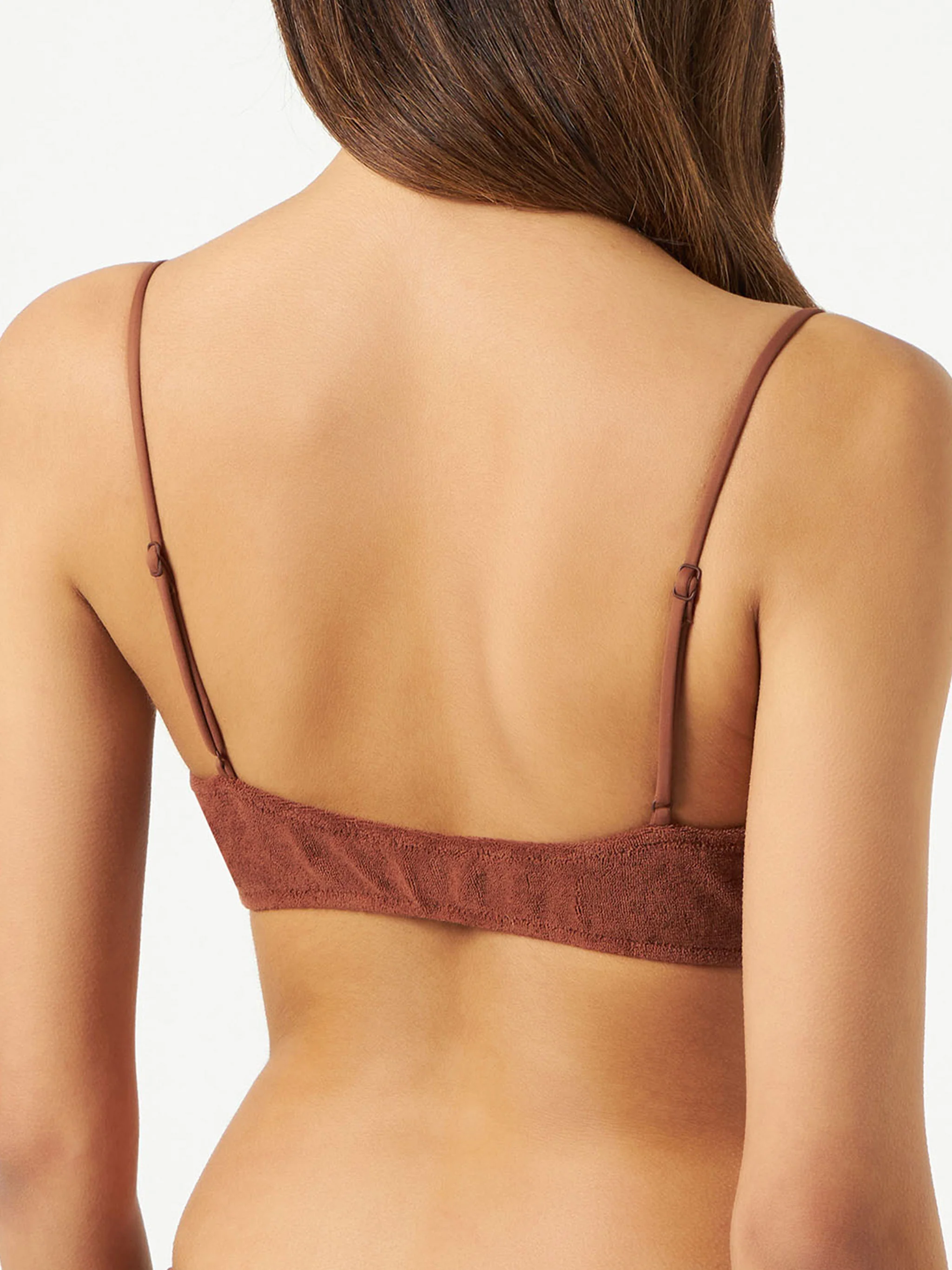 Top bikini Judy bralette marrone in spugna tinta unita - Image 3