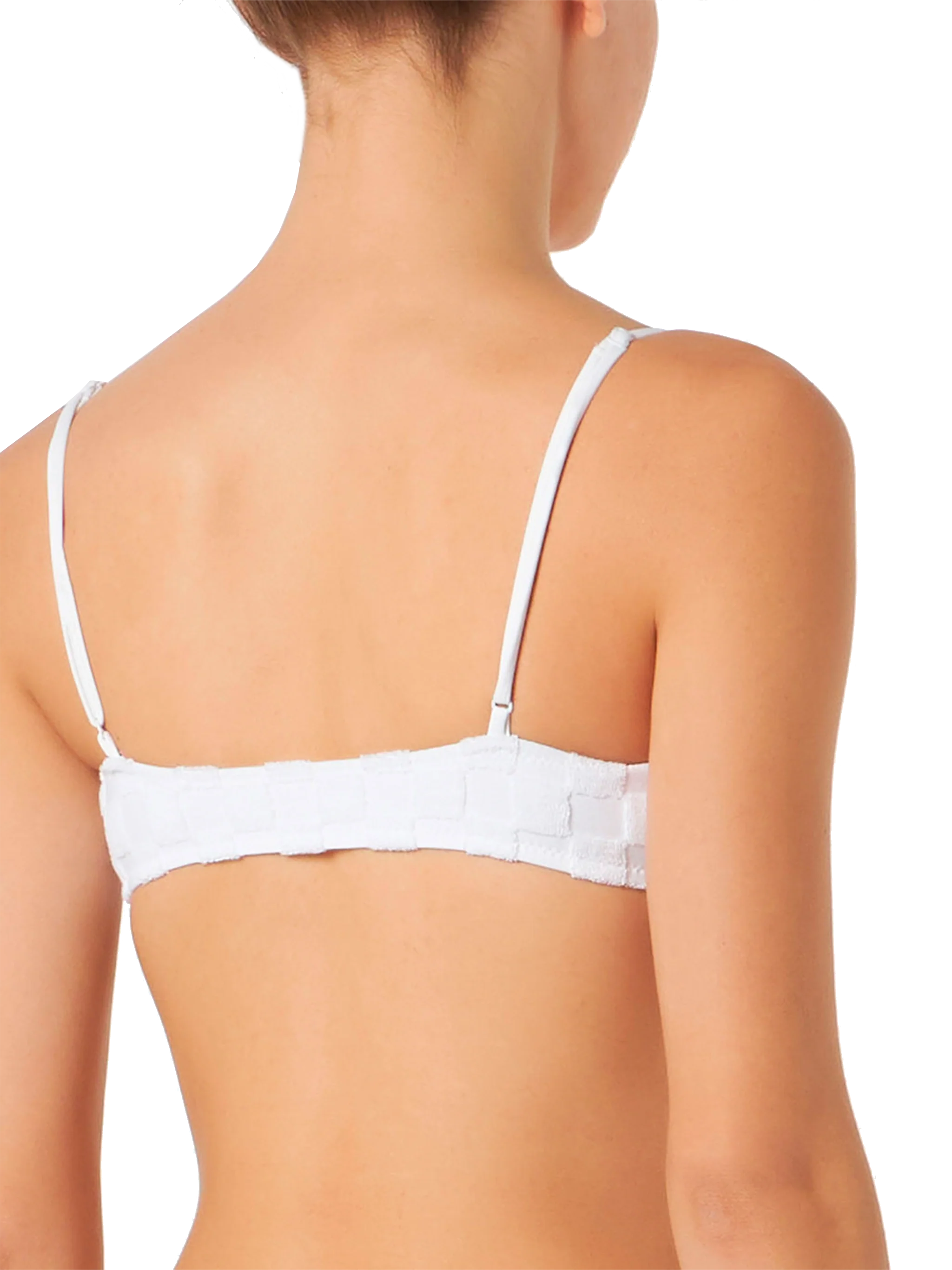 Top bikini Judy a bralette in tessuto effetto spugna con fantasia check bianca - Image 3
