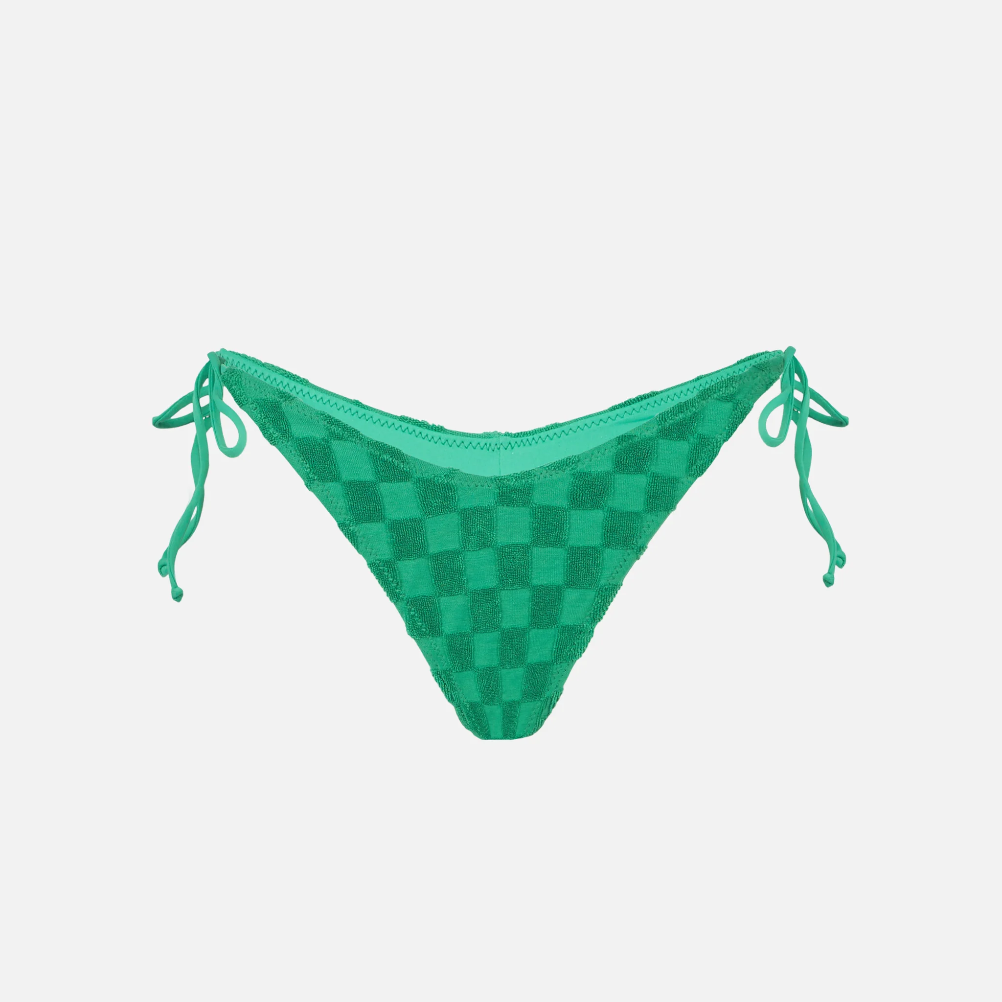 Slip mare Norah cheeky in tessuto effetto spugna con fantasia check verde - Image 3