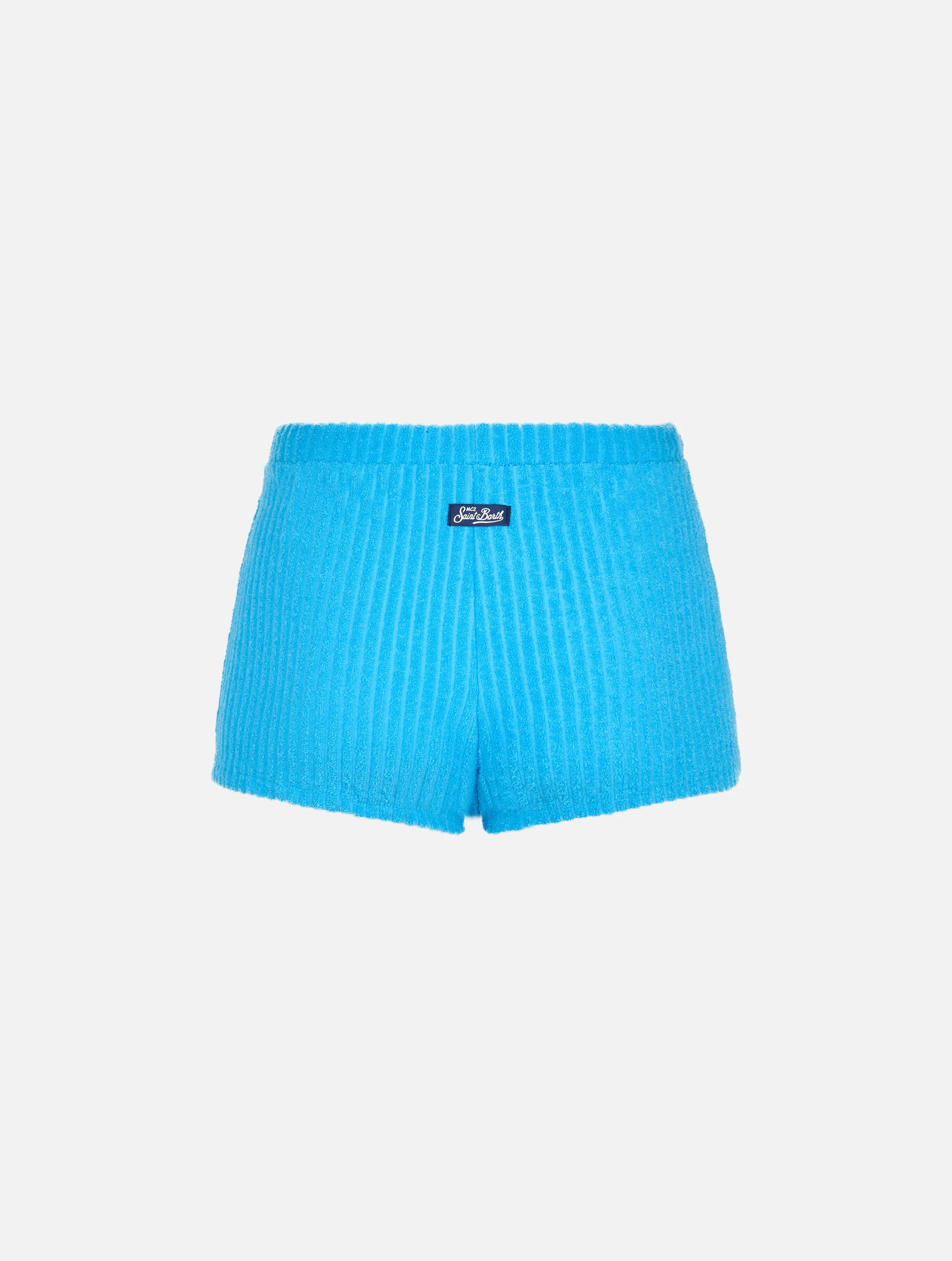 Short Sherlin in tessuto effetto spugna righe turchese - Image 7