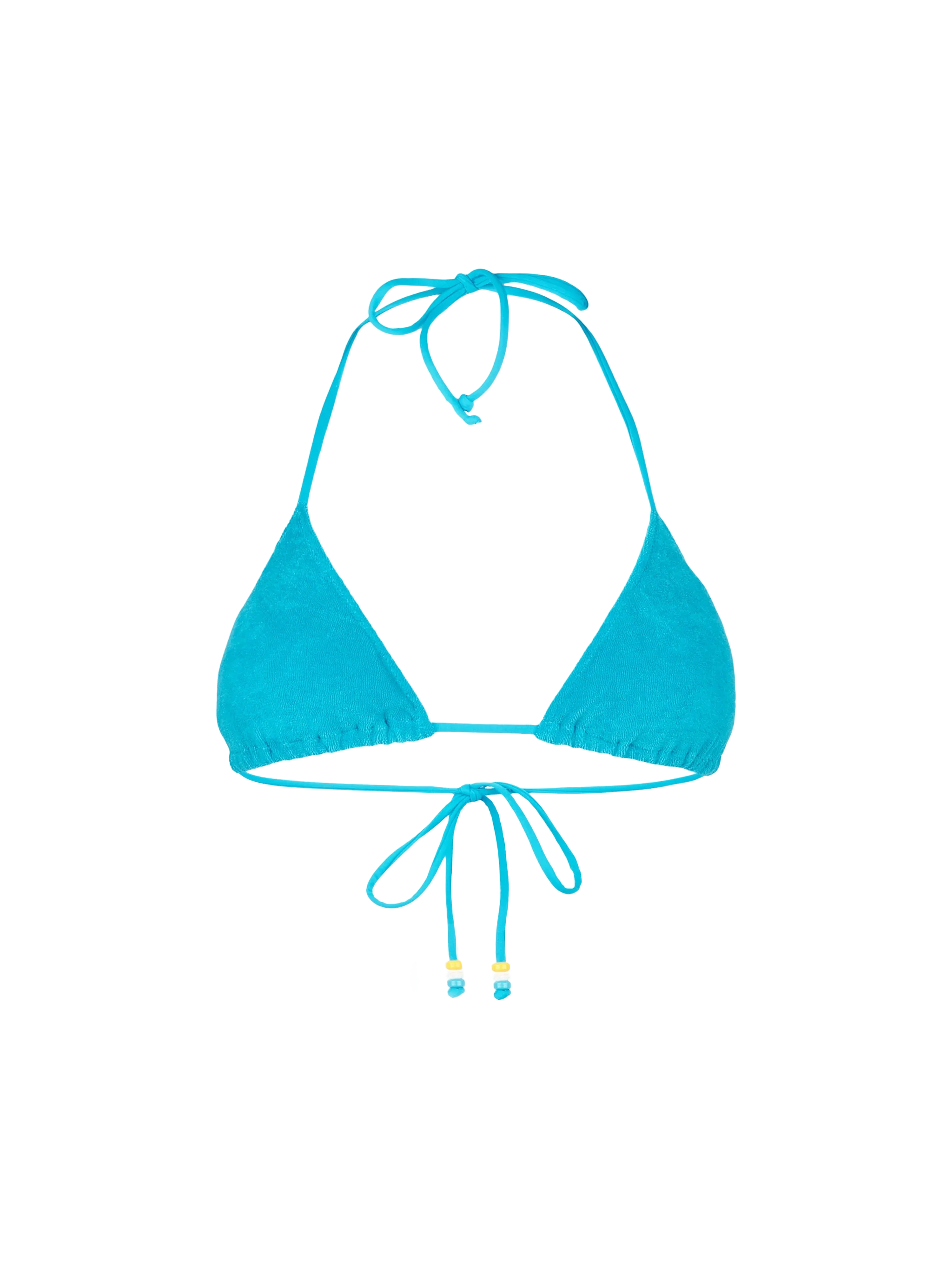 Top bikini Leah a triangolo in tessuto effetto spugna turchese con charms