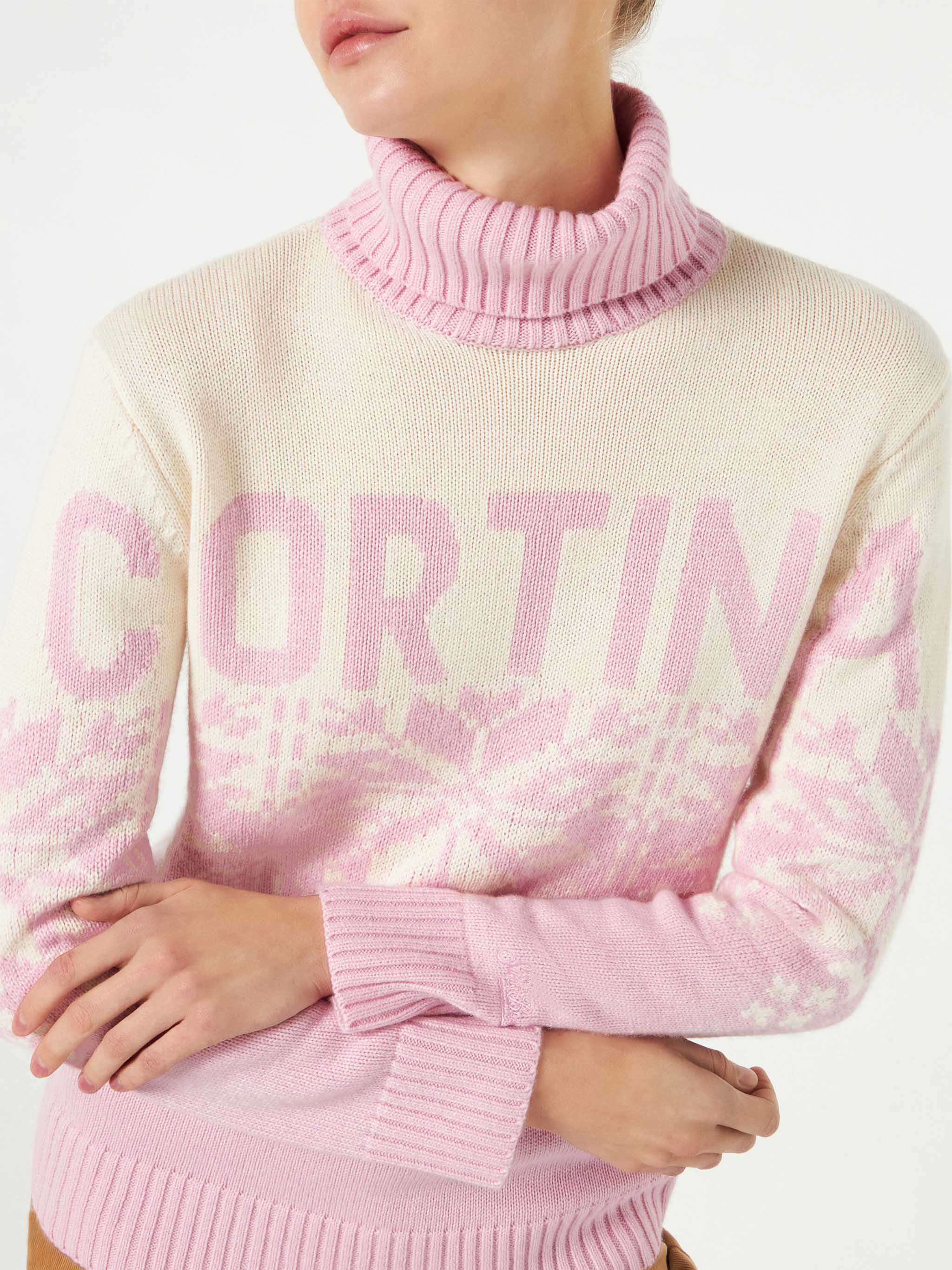 Maglione dolcevita New Hut con fantasia nordica e stampa Cortina - Image 2