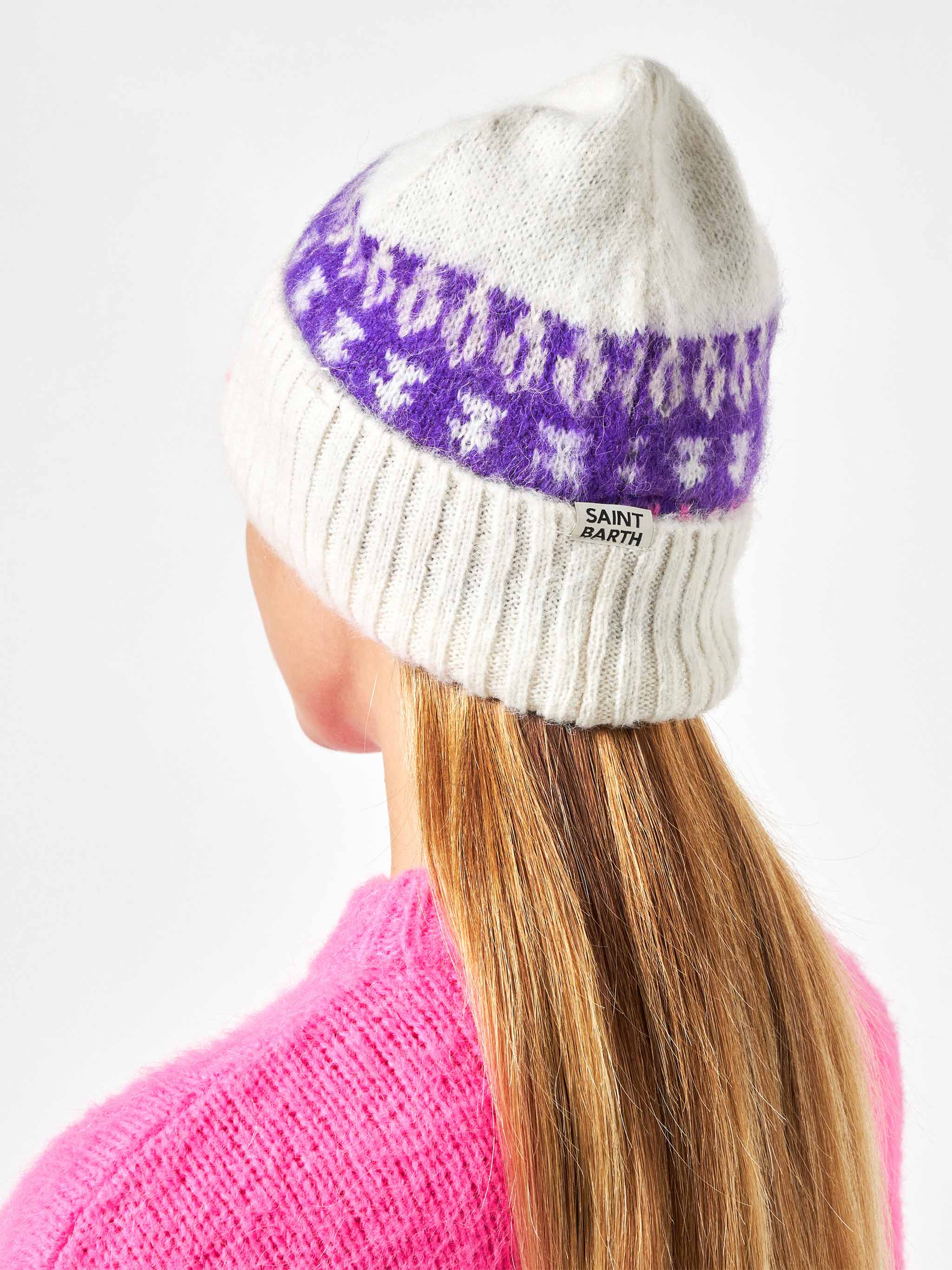 Beanie Wengen Nordic in jacquard bianco - Image 2