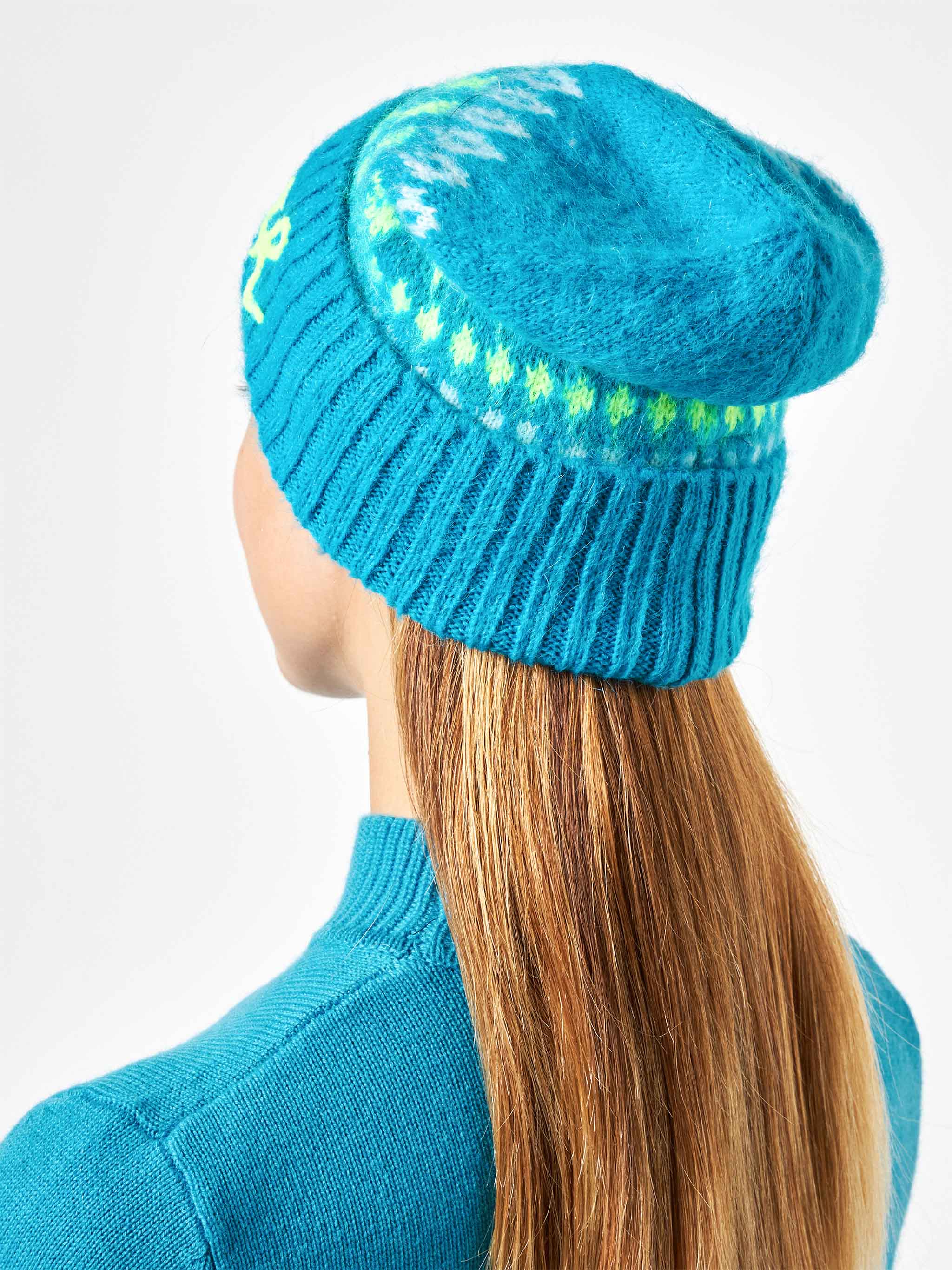 Cappello Wengen Nordic Soft con fantasia jacquard blu - Image 2