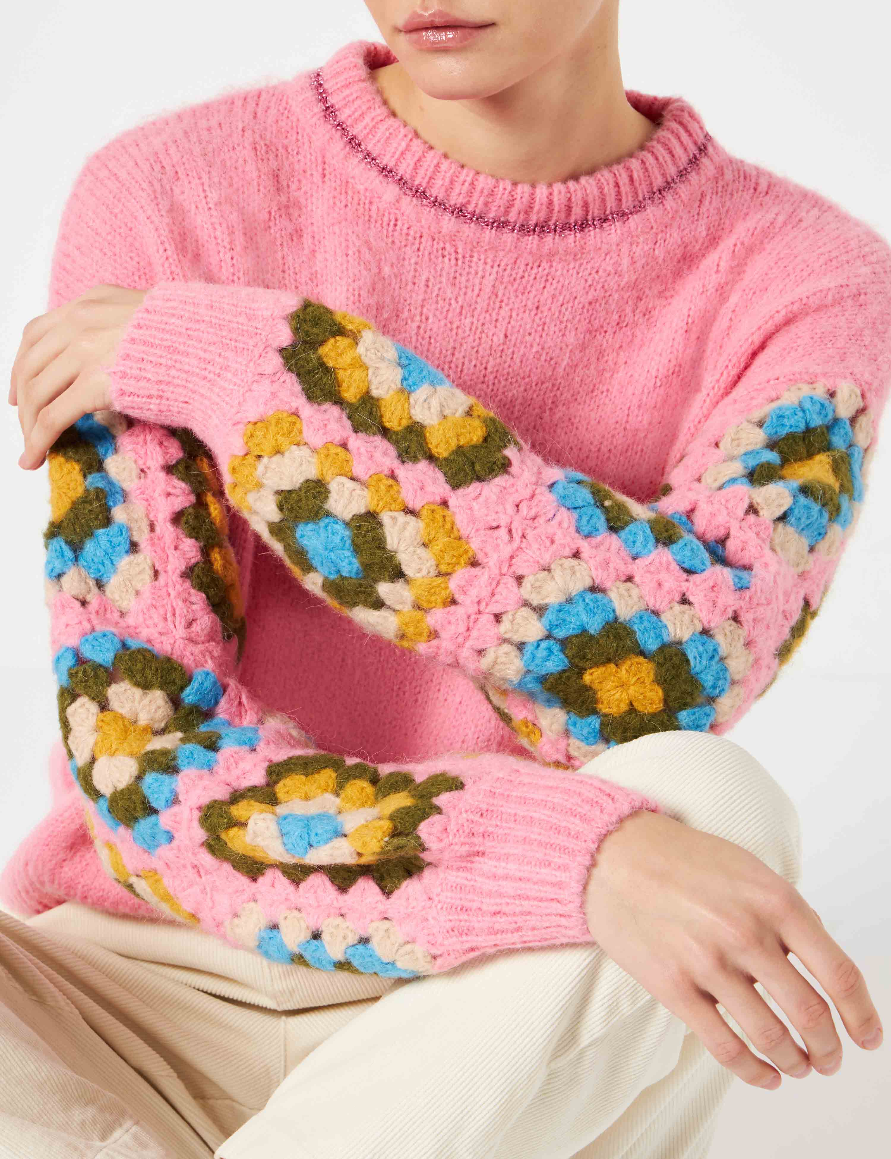 Maglione Danya Soft Crochet rosa - Image 2