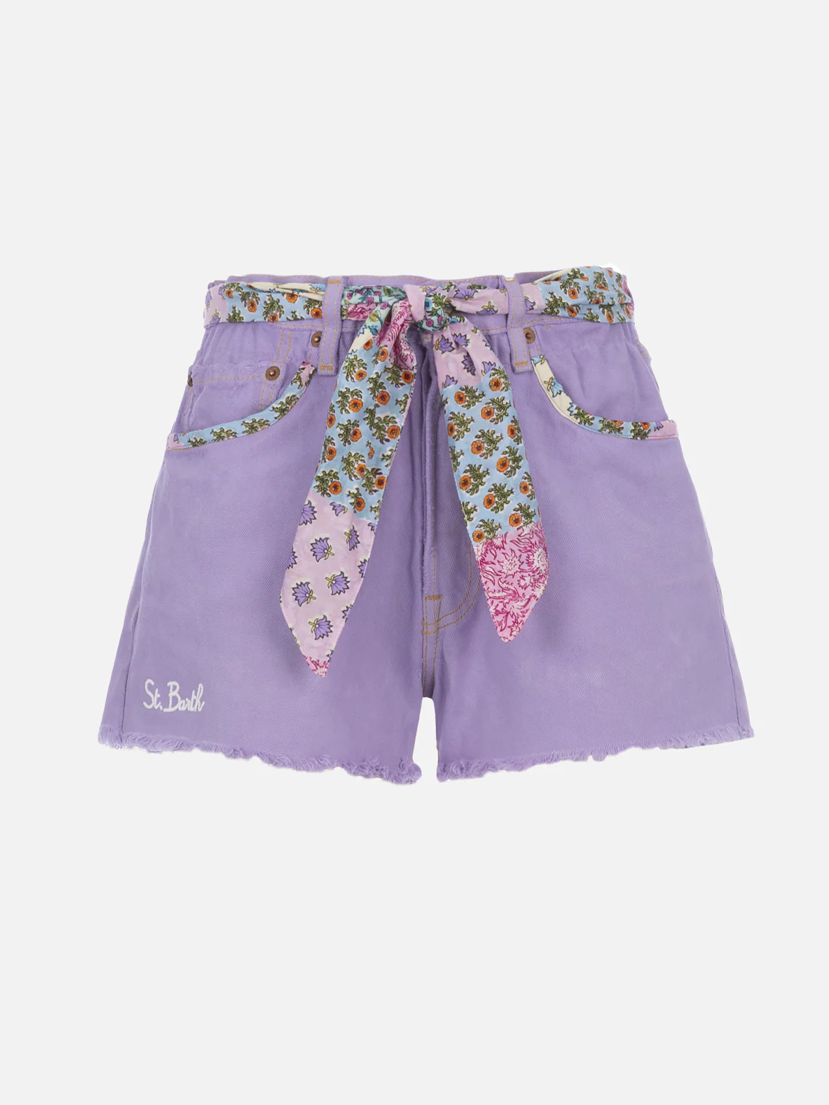 Short Arizona in denim upcycled con patch - Image 3