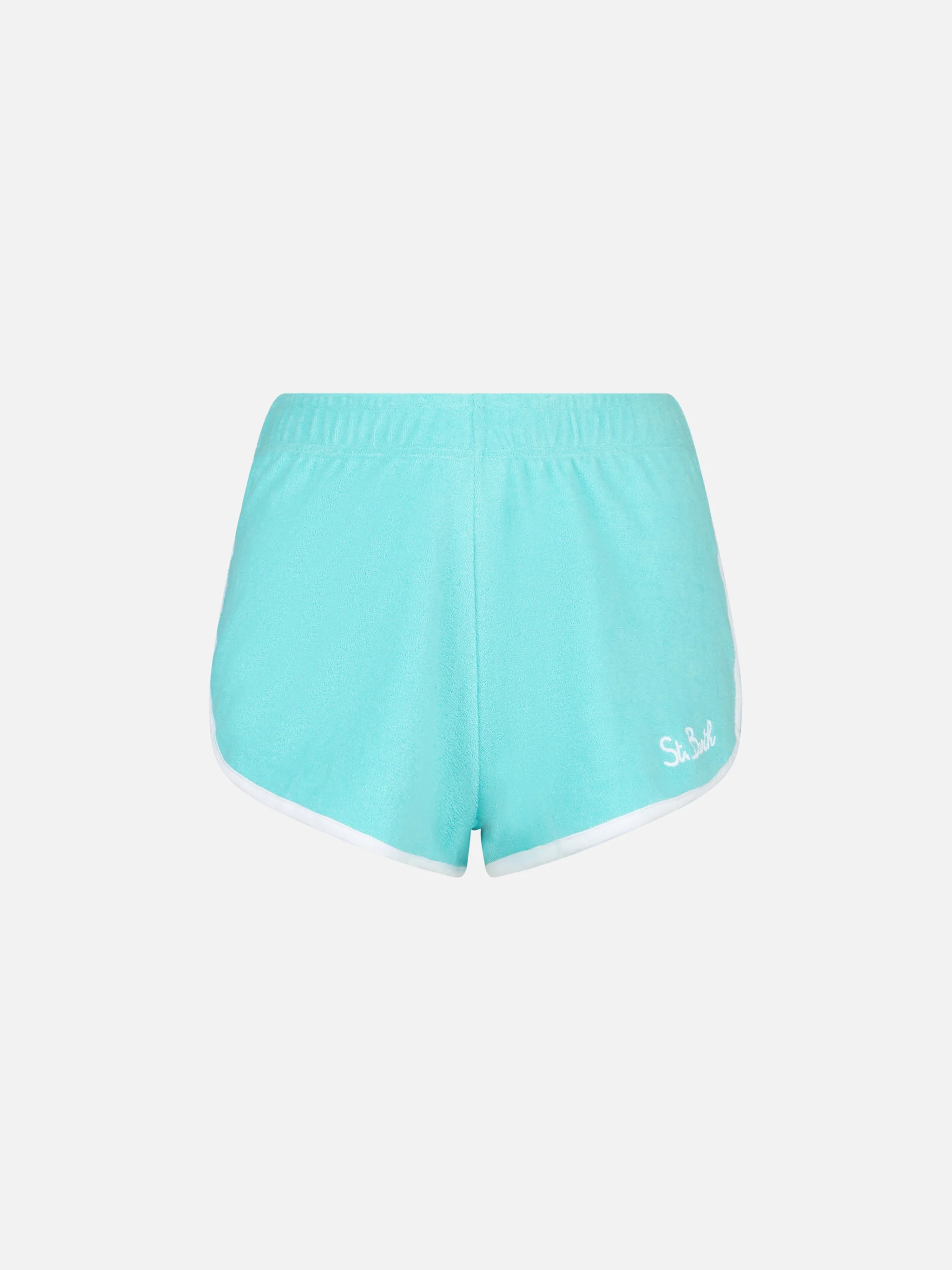 Shorts Francine verde acqua in spugna con piping | Special Edition - Image 4