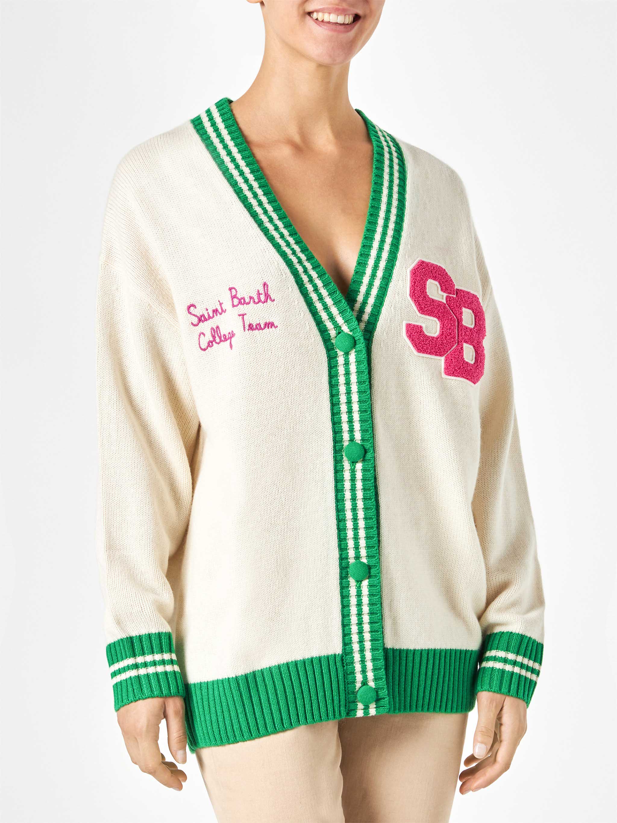 Cardigan Chloe bianco con ricamo - Image 3