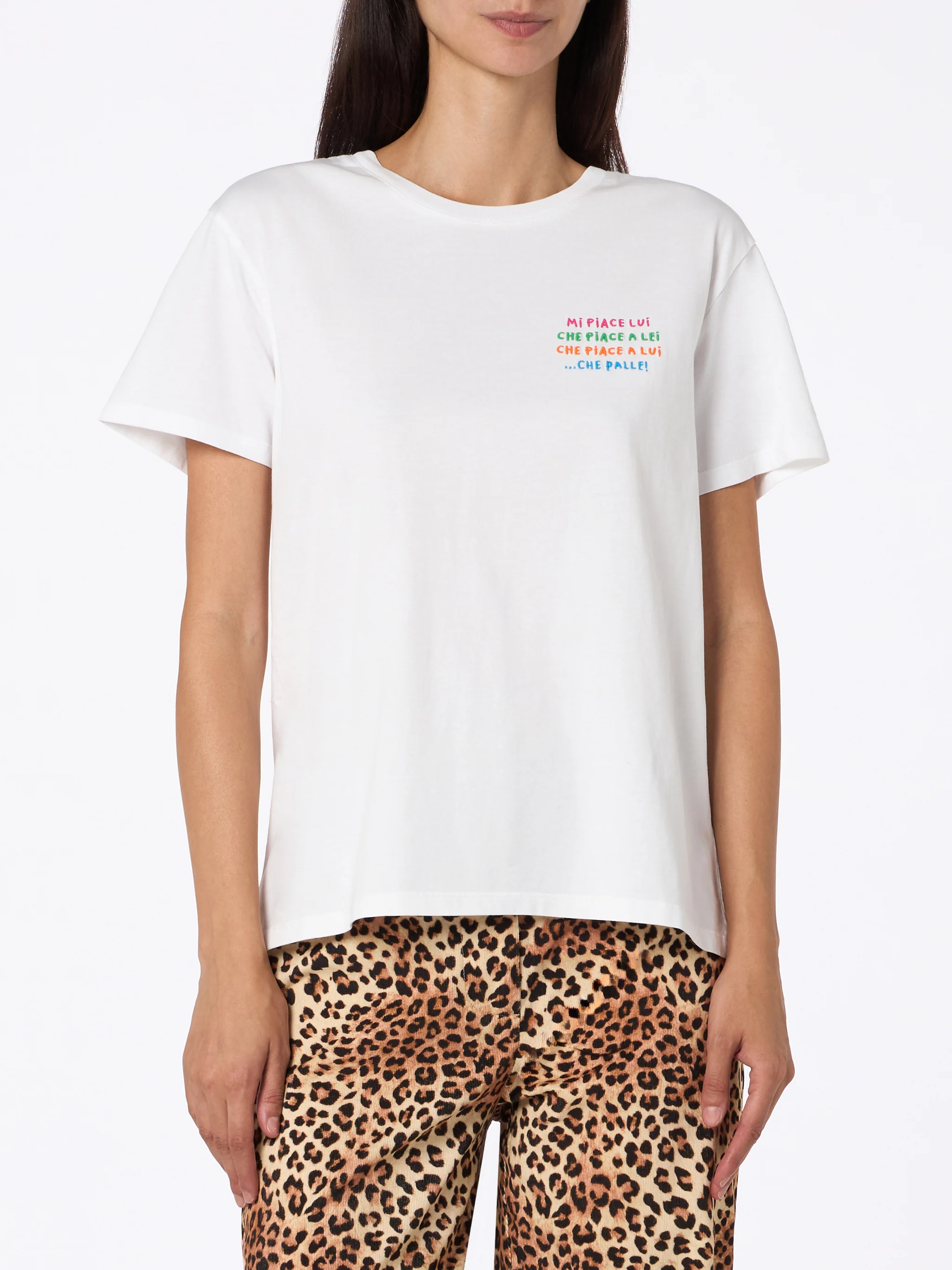 T-shirt Emilie in cotone bianco con ricamo - Image 2