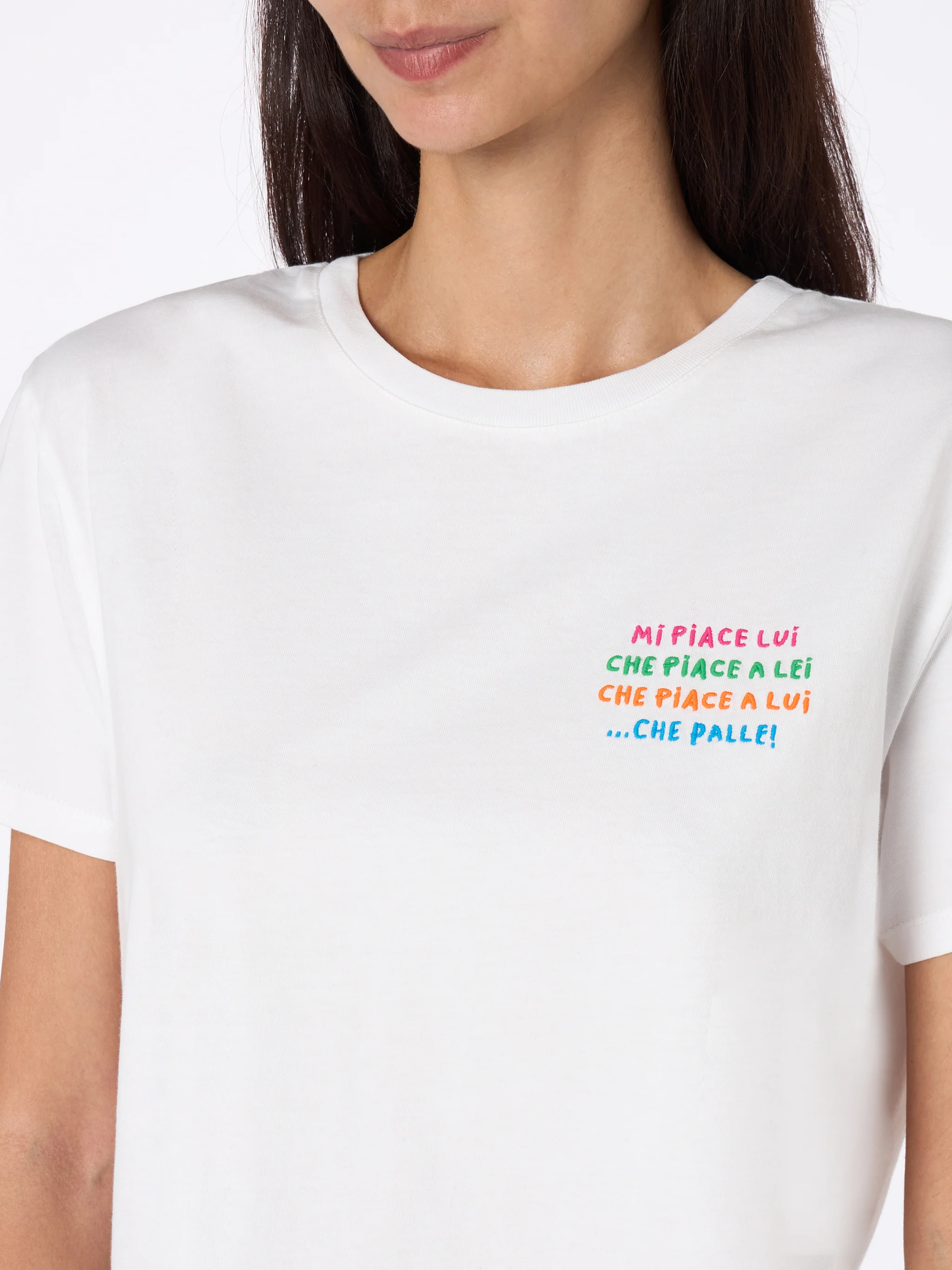 T-shirt Emilie in cotone bianco con ricamo - Image 3