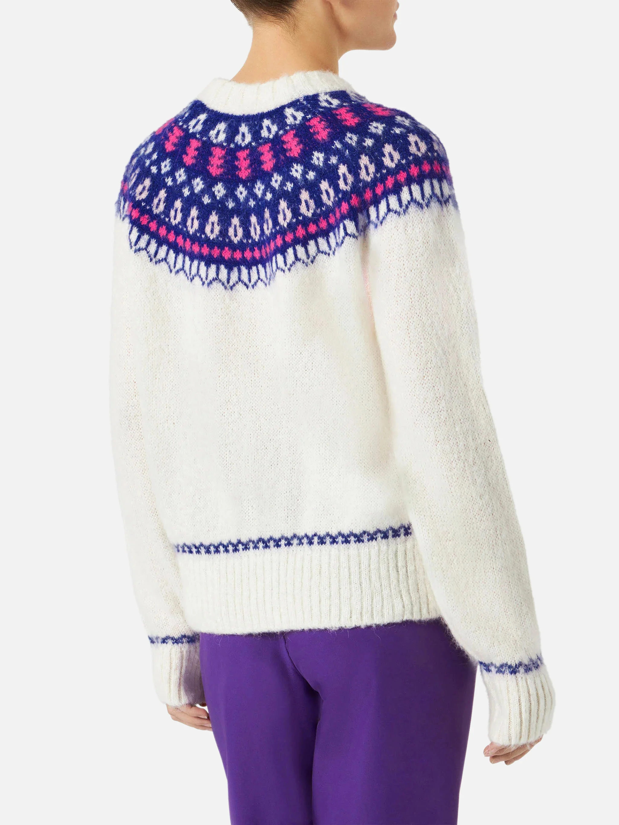 Maglione New Queen Nordic Soft bianco con fantasia jacquard - Image 3