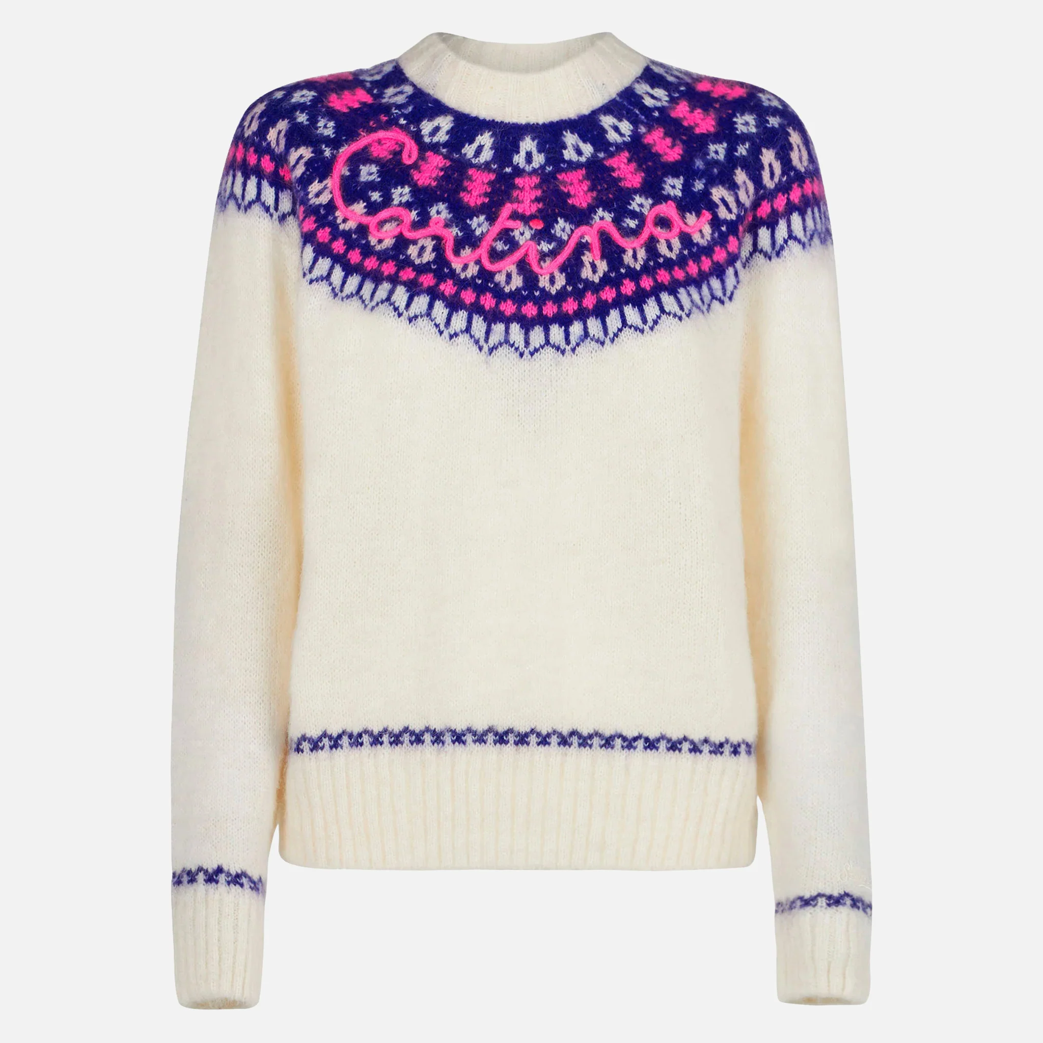 Maglione New Queen Nordic Soft bianco con fantasia jacquard - Image 4