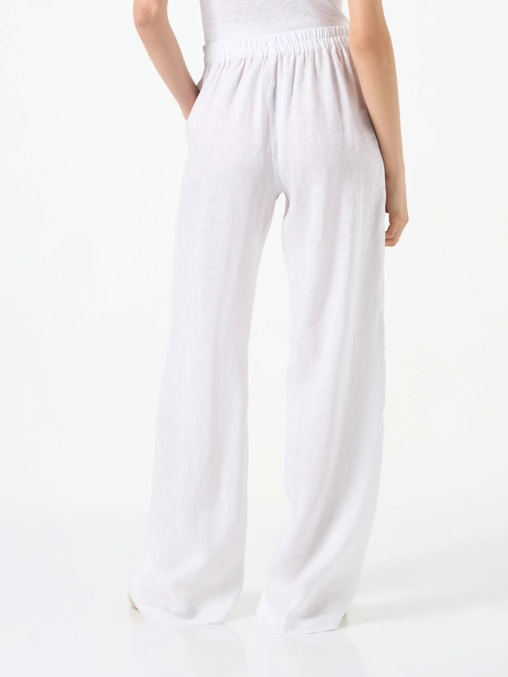 Pantaloni Taryn in lino bianco tinta unita - Image 2